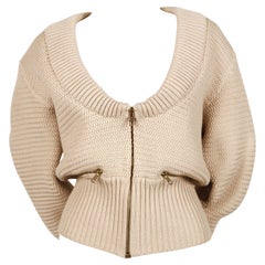 1986 AZZEDINE ALAIA cardigan pull RUNWAY en maille épaisse manteau avec fermetures à glissière