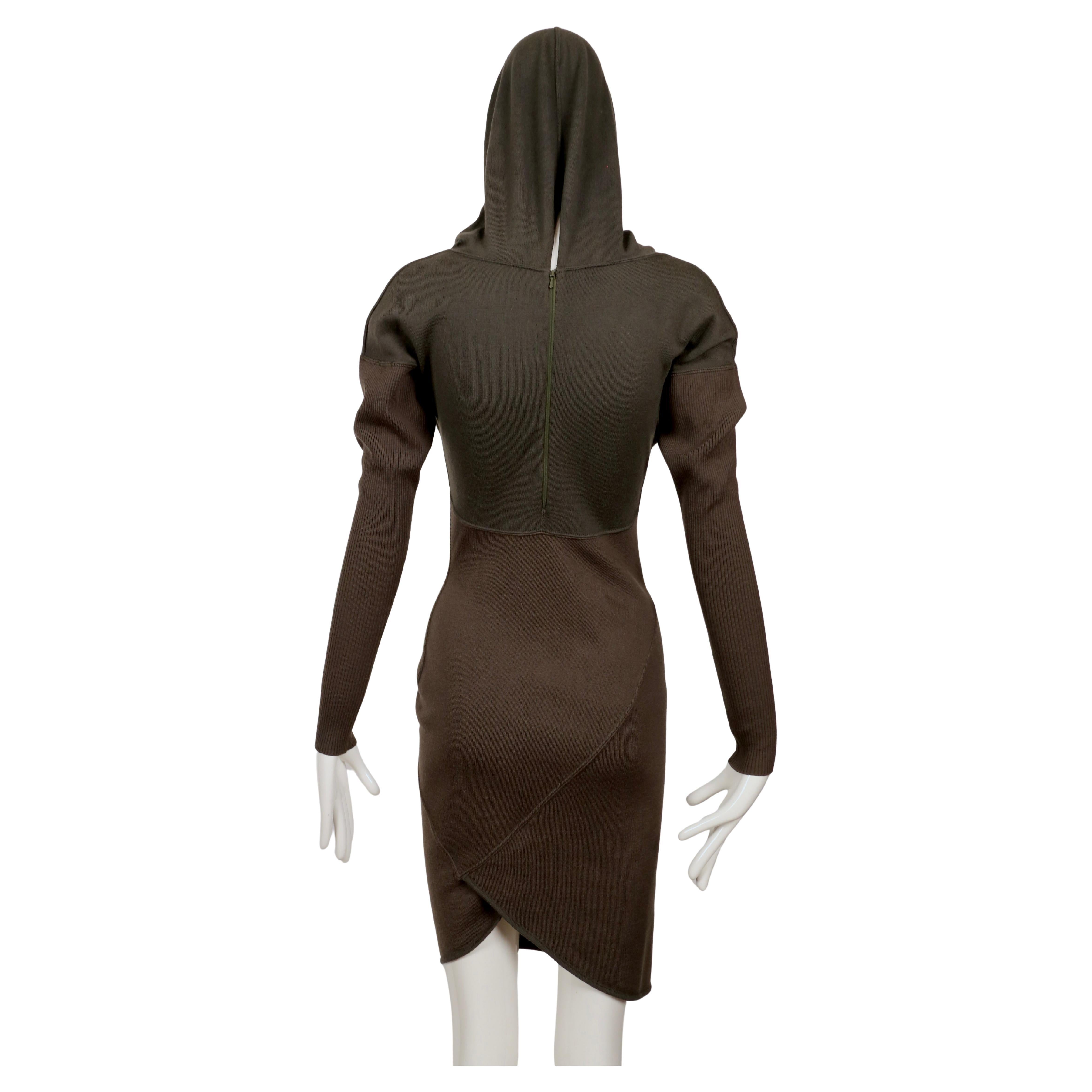 1986 AZZEDINE ALAIA iconic hooded RUNWAY dress For Sale 5