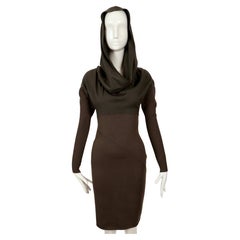 1986 AZZEDINE ALAIA iconic hooded RUNWAY dress