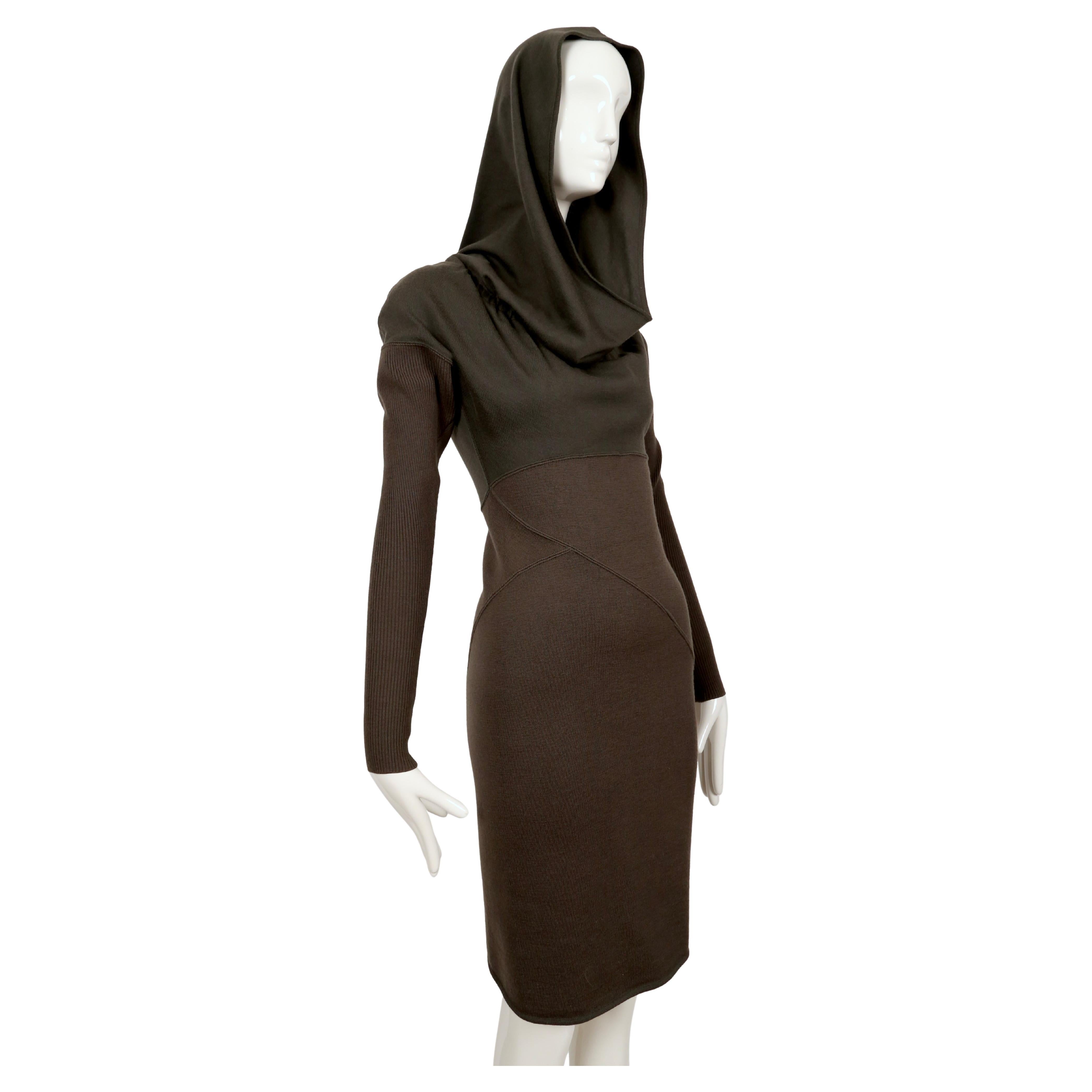 Black 1986 AZZEDINE ALAIA iconic hooded RUNWAY dress For Sale