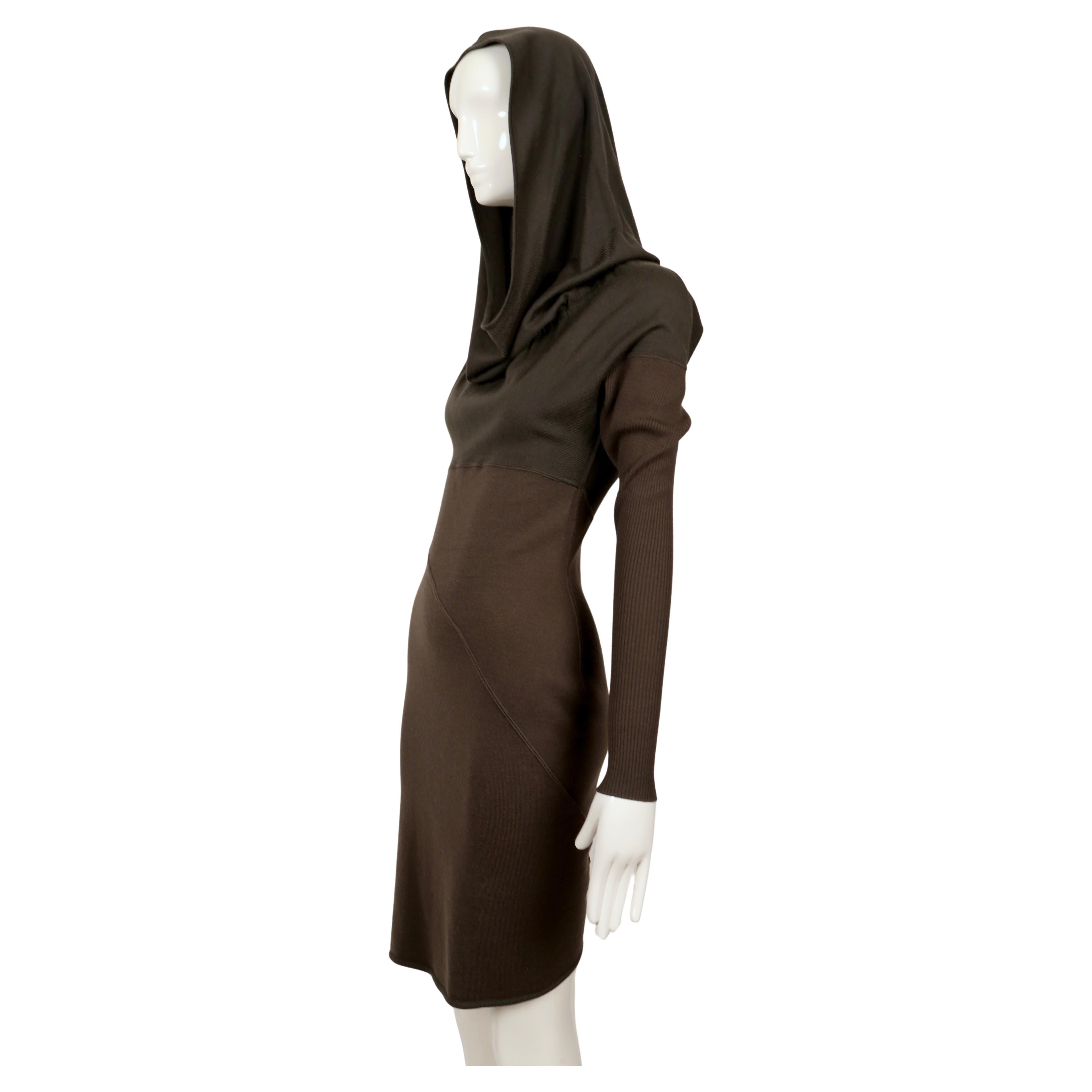Women's or Men's 1986 AZZEDINE ALAIA iconic hooded RUNWAY dress For Sale