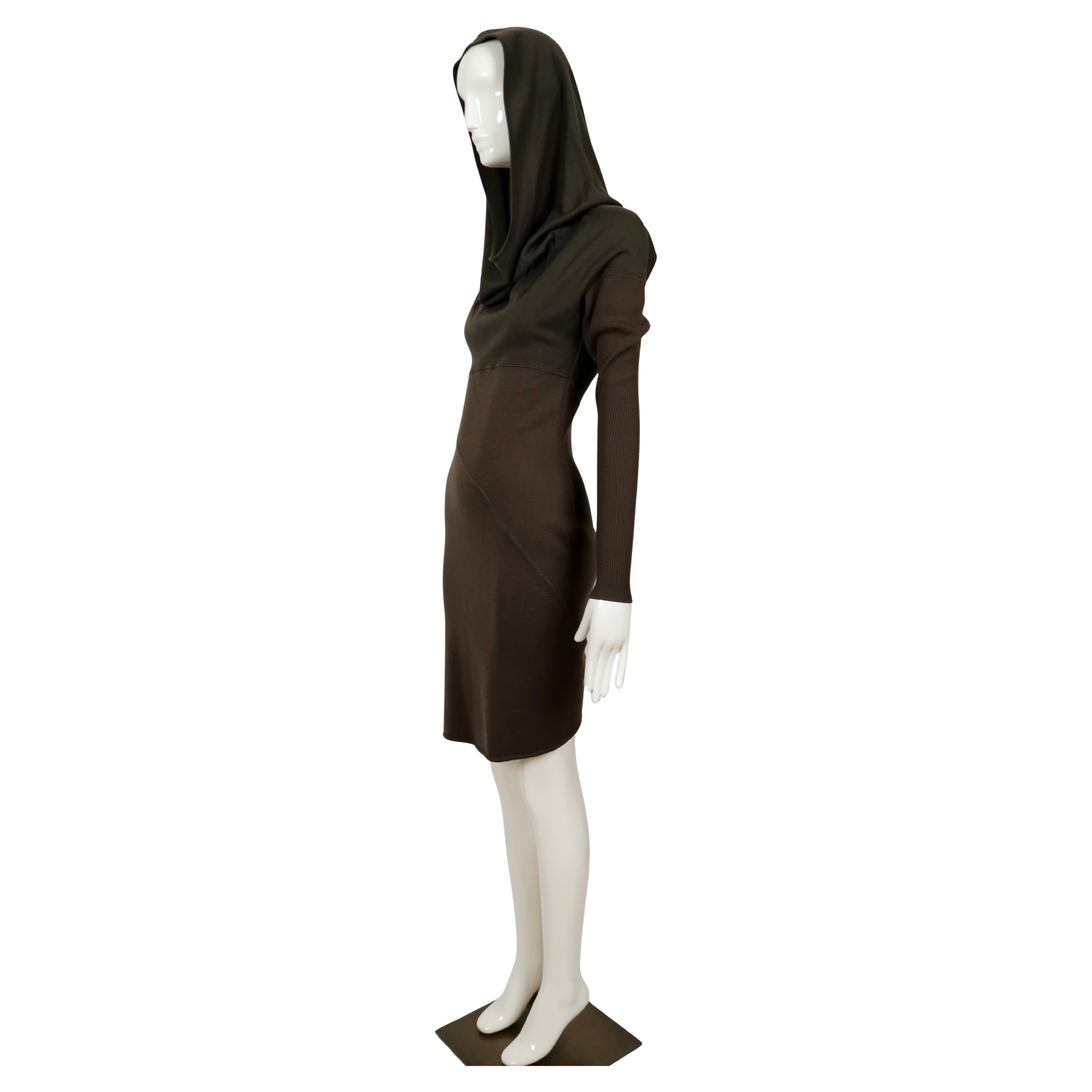 1986 AZZEDINE ALAIA iconic hooded RUNWAY dress For Sale 1
