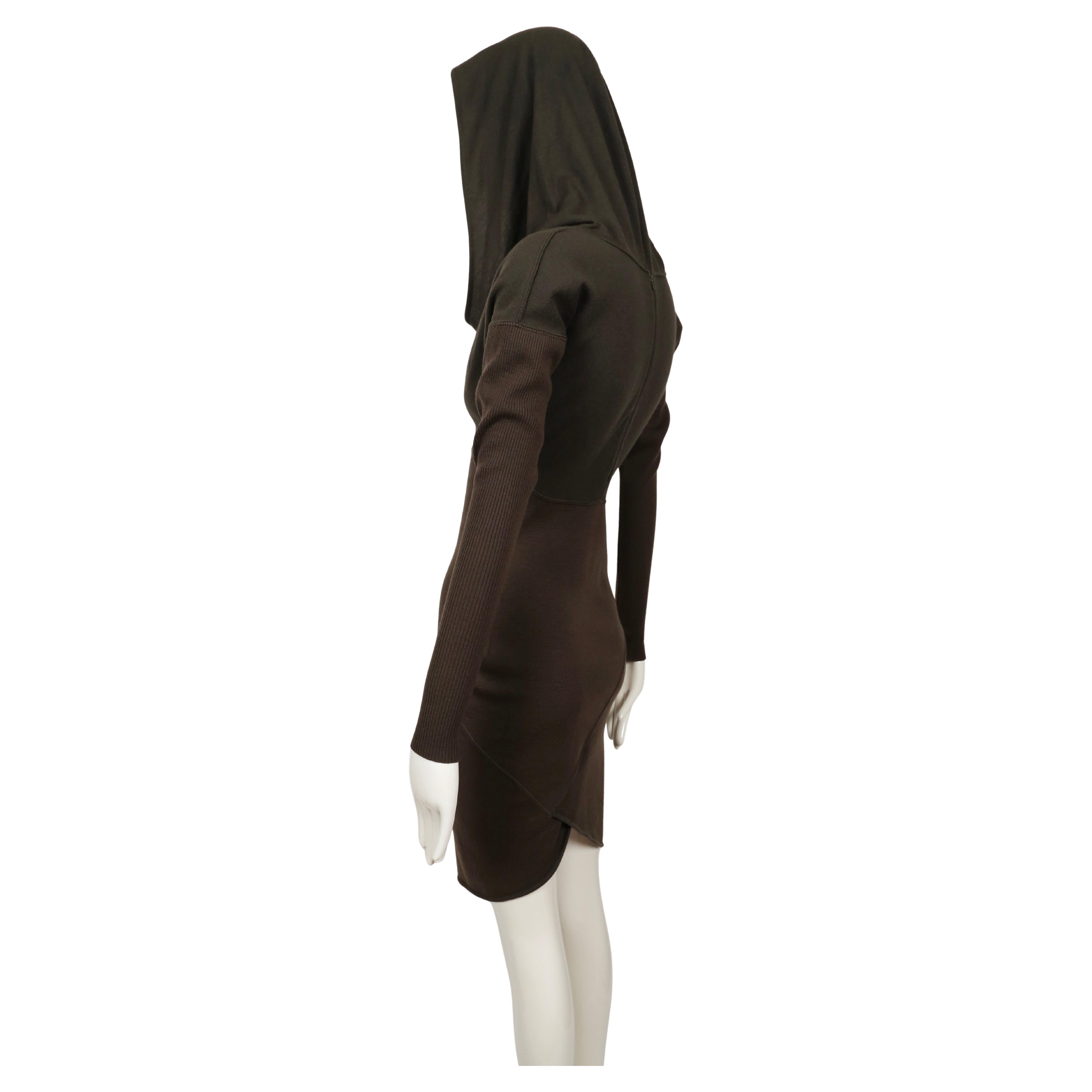 1986 AZZEDINE ALAIA iconic hooded RUNWAY dress For Sale 3