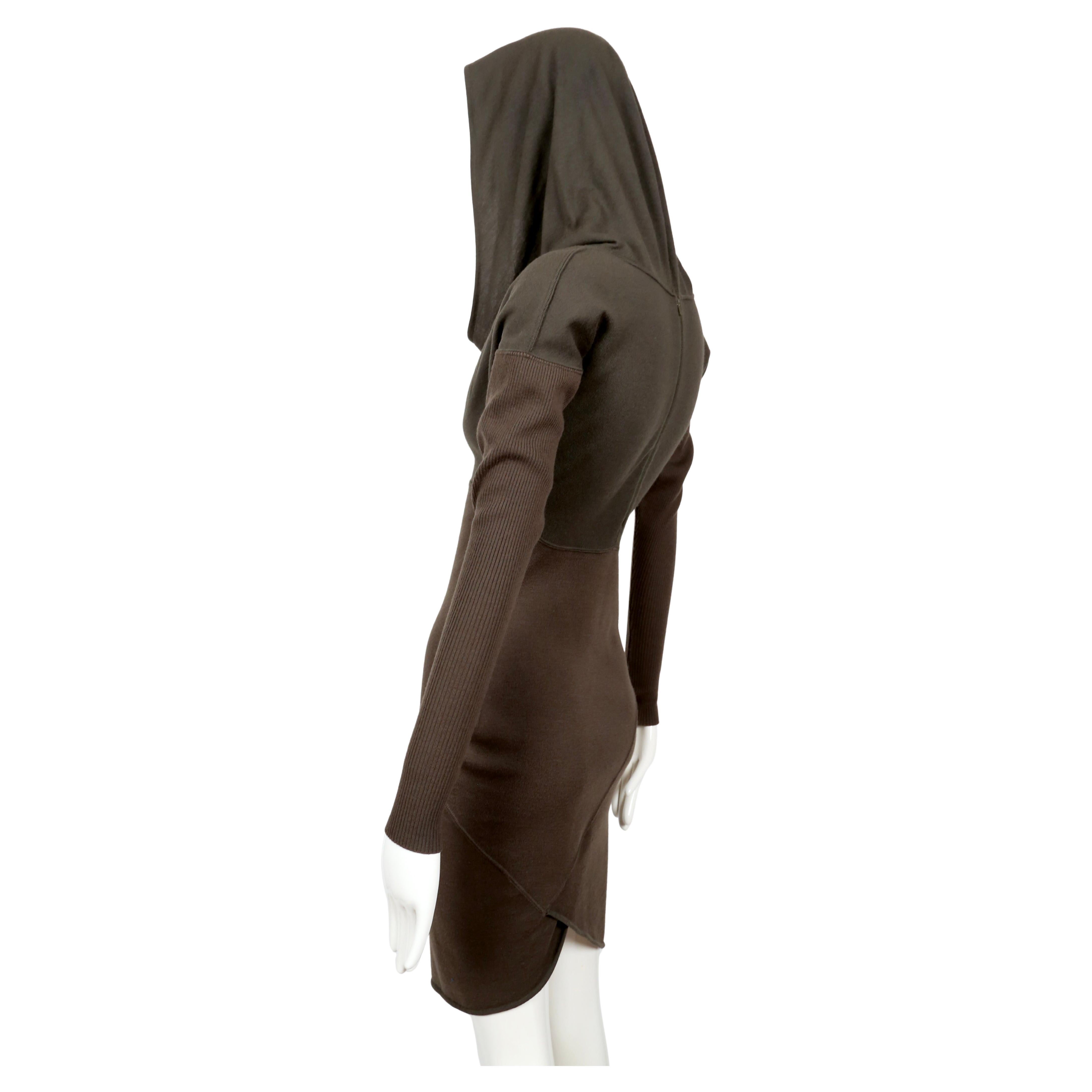 1986 AZZEDINE ALAIA iconic hooded RUNWAY dress For Sale 4