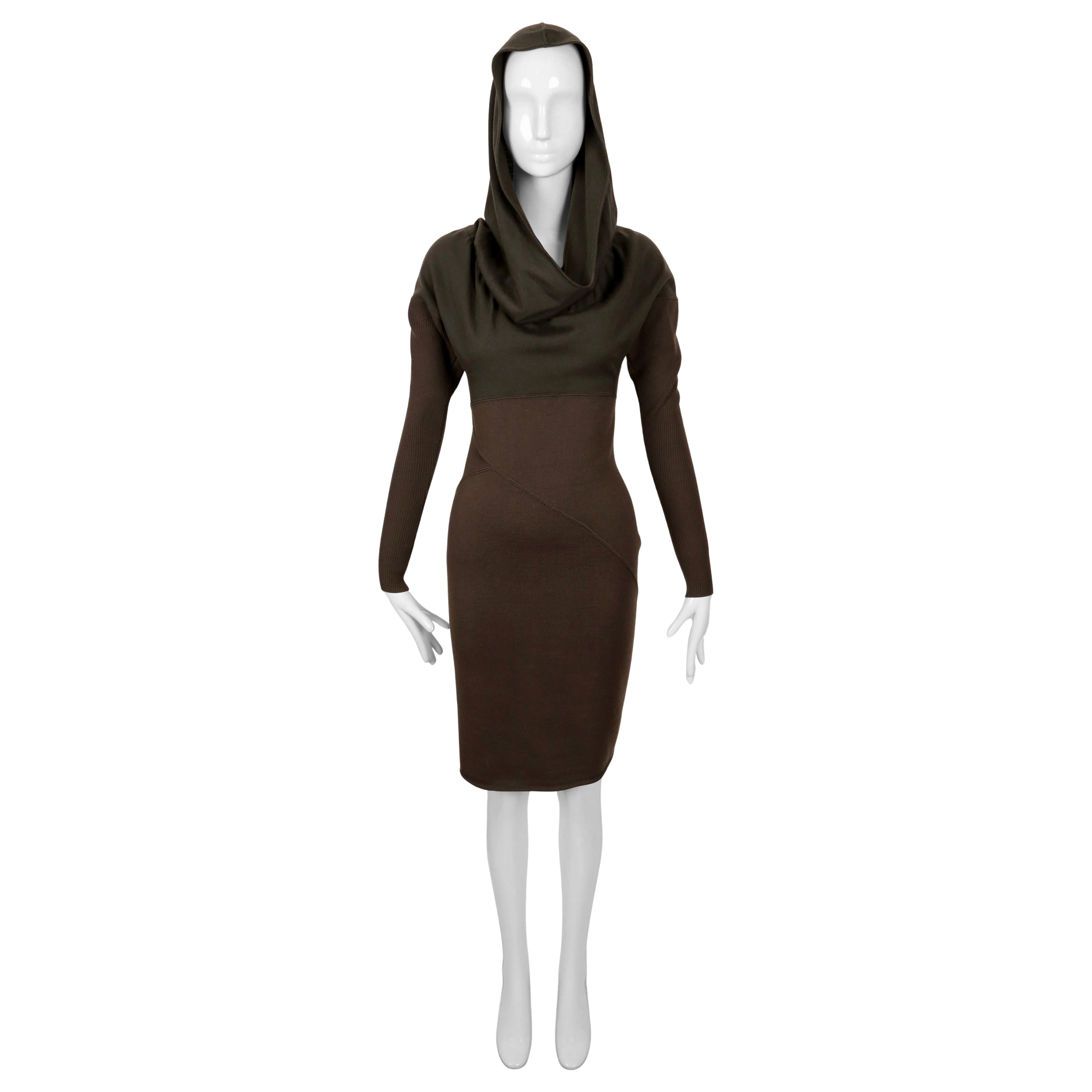 1986 AZZEDINE ALAIA iconic hooded RUNWAY dress