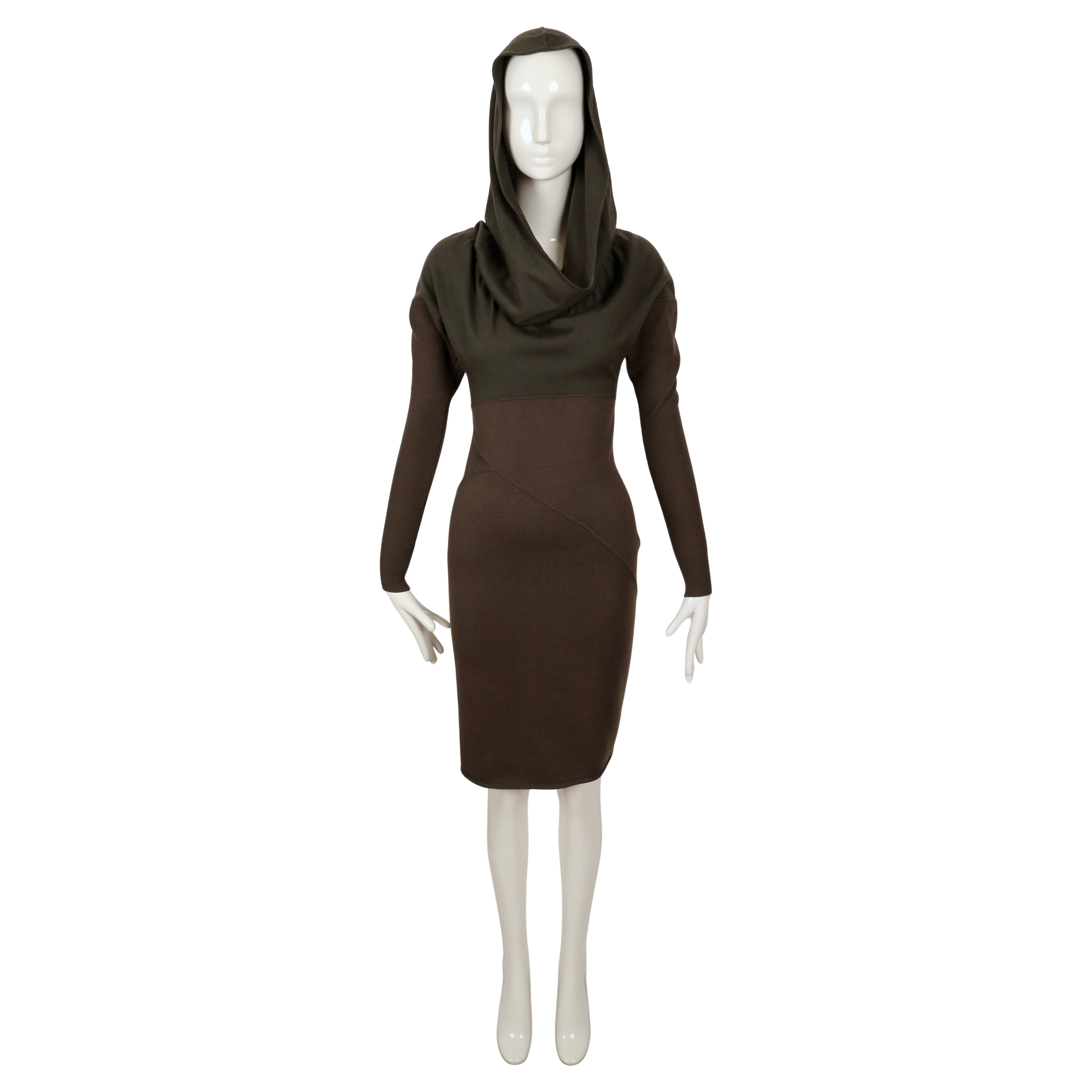 1986 AZZEDINE ALAIA iconic hooded RUNWAY dress For Sale