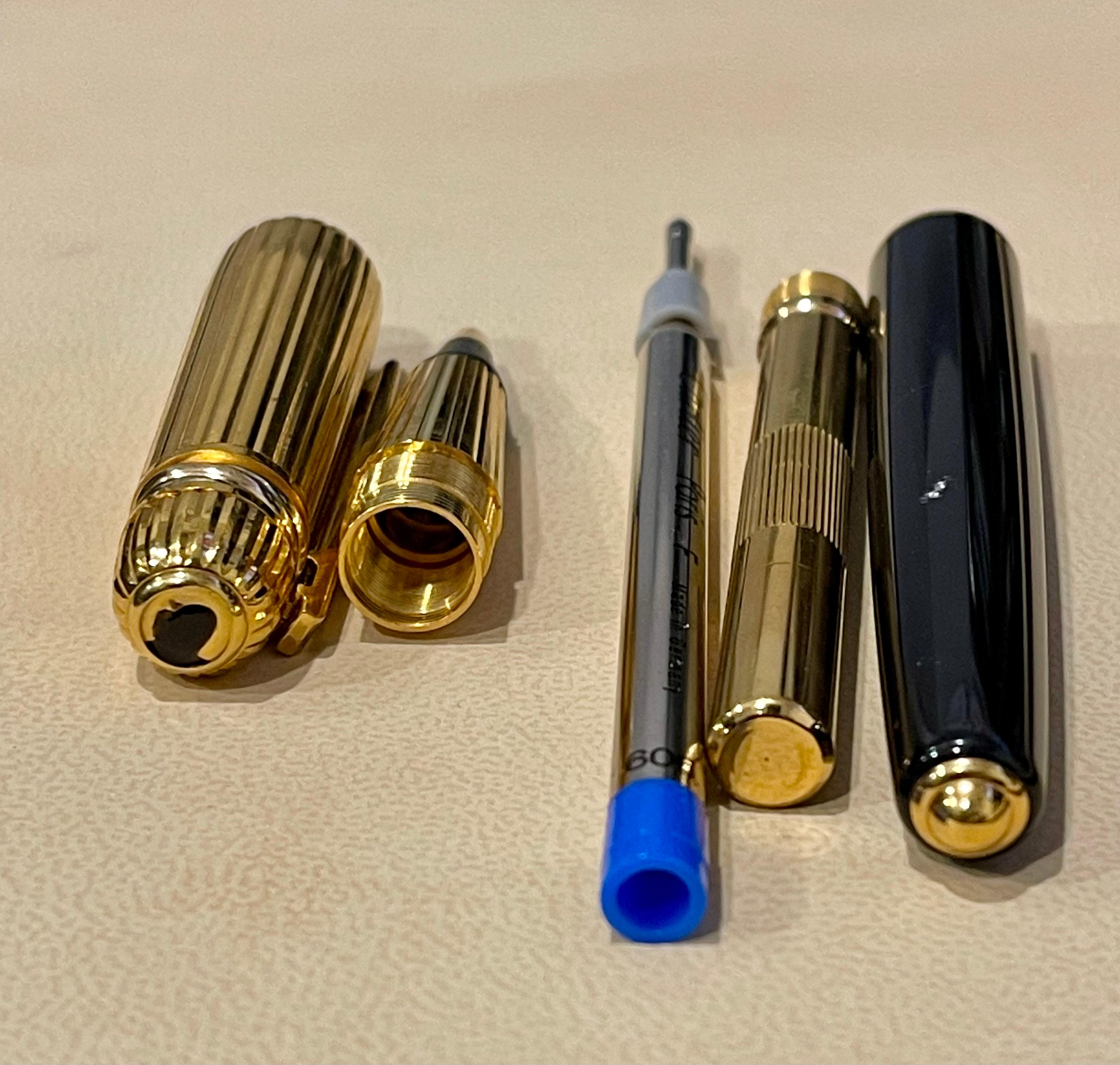 1986, Cartier Ballpoint Stift Pasha de Cartier Trinity Metall Schwarz-Gold-Kappe für Damen oder Herren