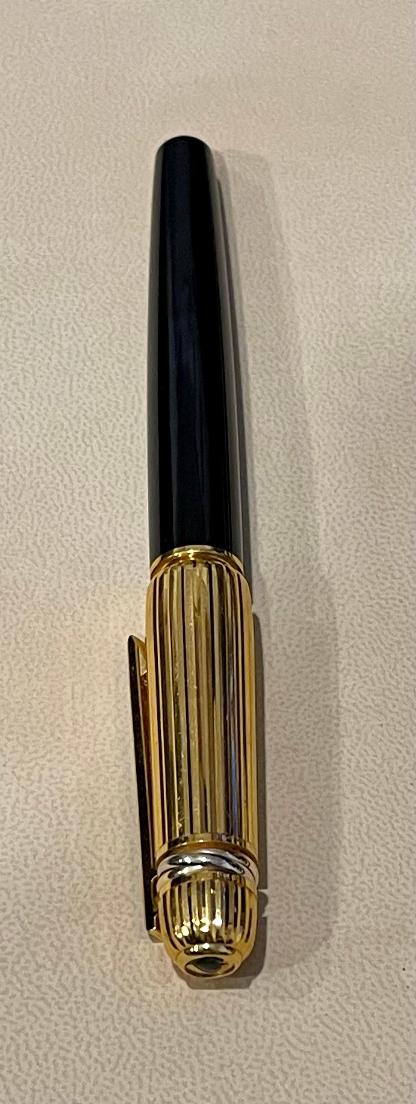 1986, Cartier Ballpoint Stift Pasha de Cartier Trinity Metall Schwarz-Gold-Kappe 1