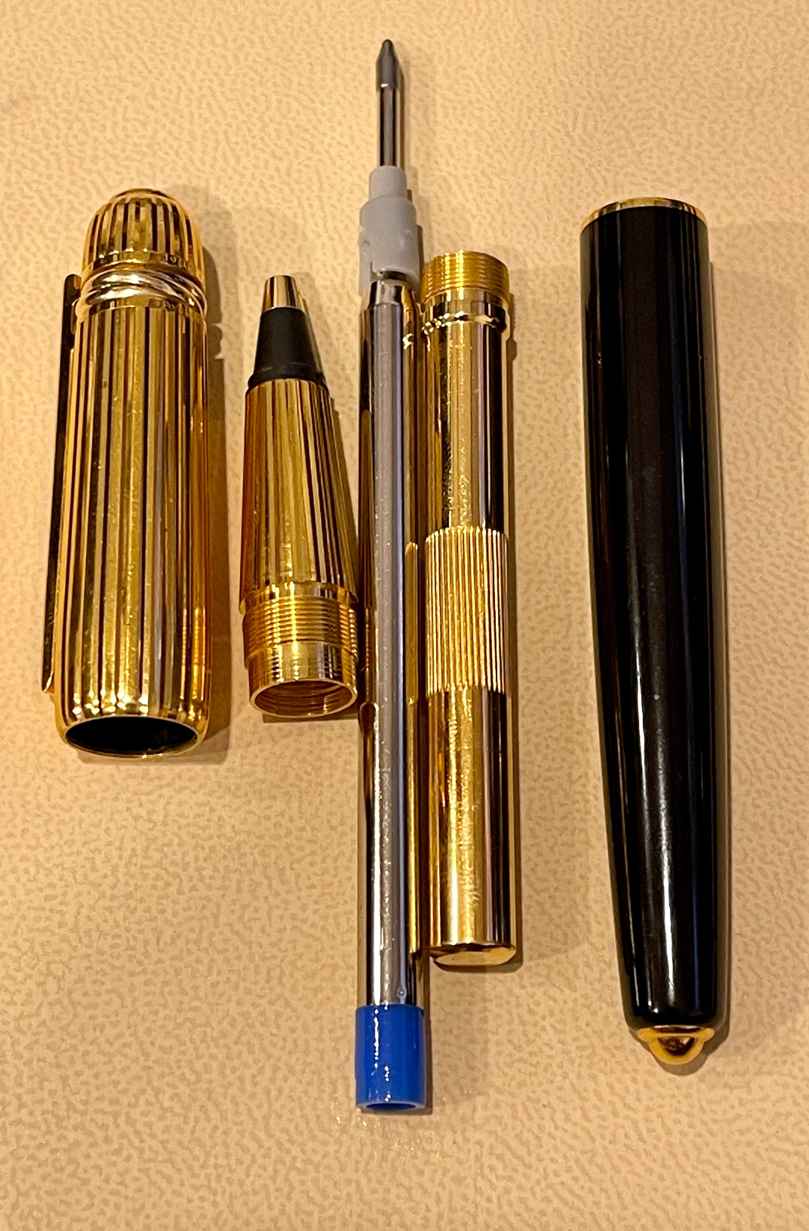 1986, Cartier Ballpoint Stift Pasha de Cartier Trinity Metall Schwarz-Gold-Kappe 2