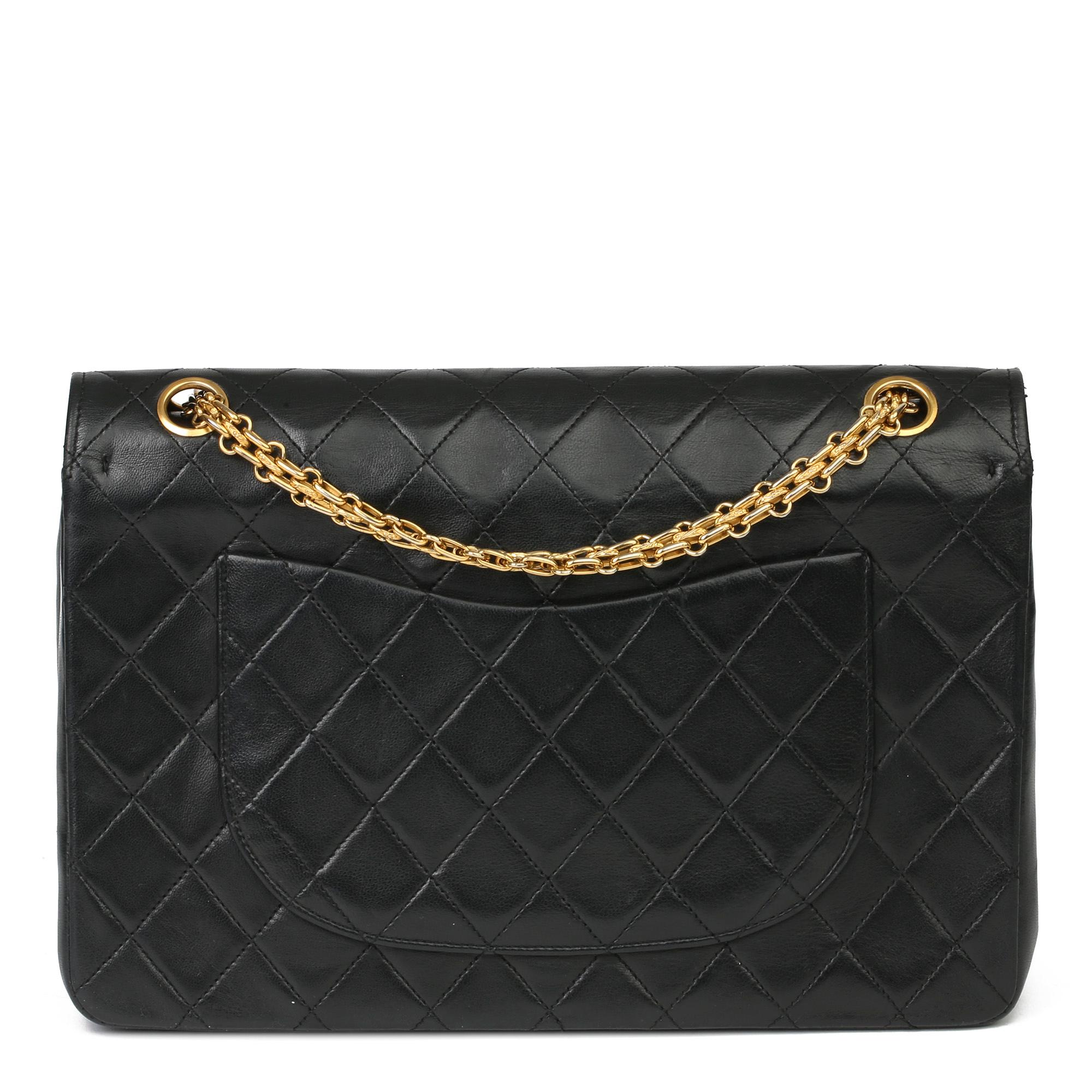 1986 Chanel Black Quilted Lambskin Vintage Classic Double Flap Bag   1