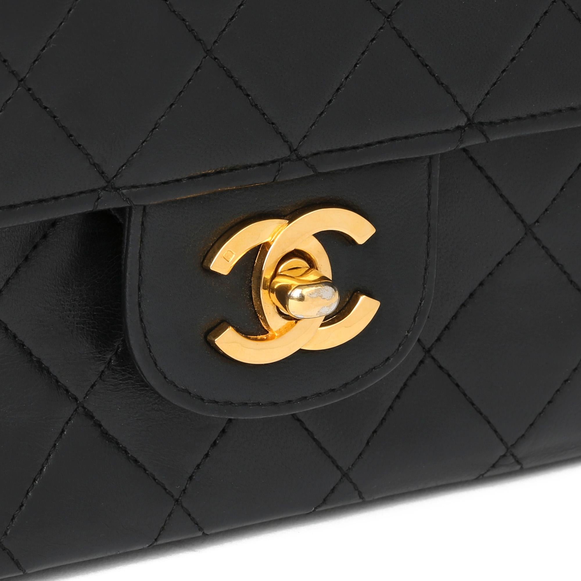 1986 Chanel Black Quilted Lambskin Vintage Classic Double Flap Bag   3