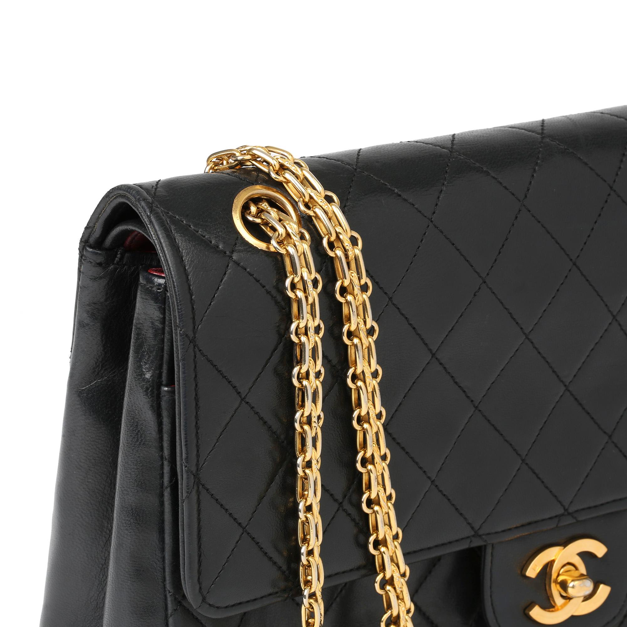 1986 Chanel Black Quilted Lambskin Vintage Classic Double Flap Bag   4