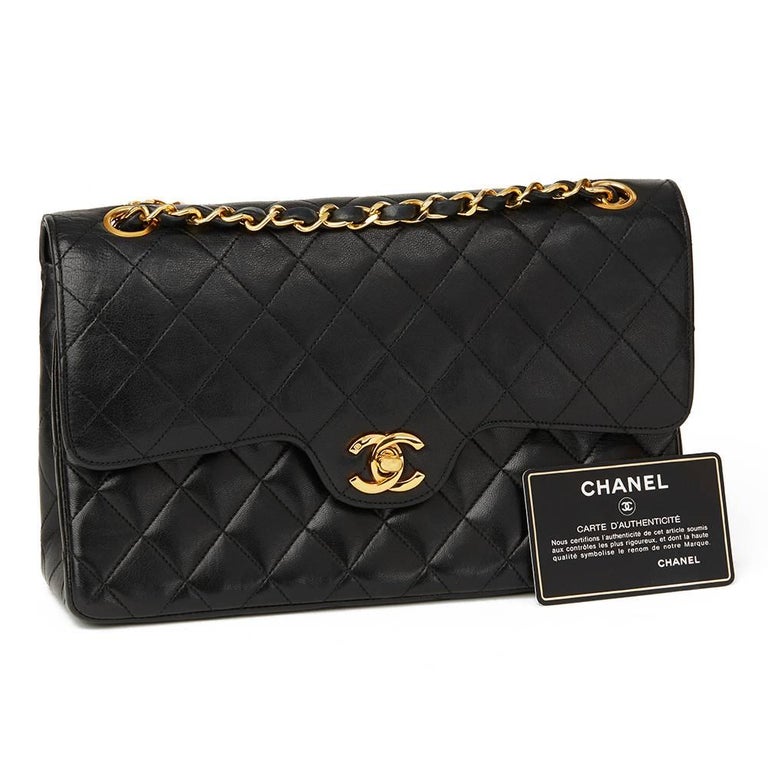 1986 Chanel Black Quilted Lambskin Vintage Medium Classic Double Flap Bag  at 1stDibs