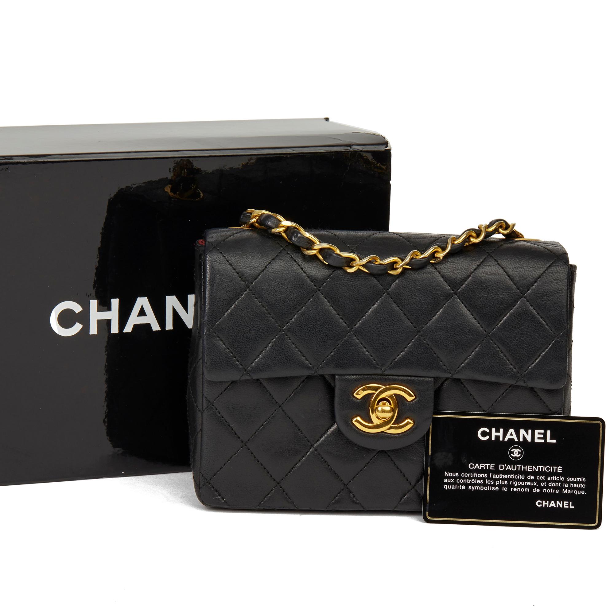 1986 Chanel Black Quilted Lambskin Vintage Mini Flap Bag 4