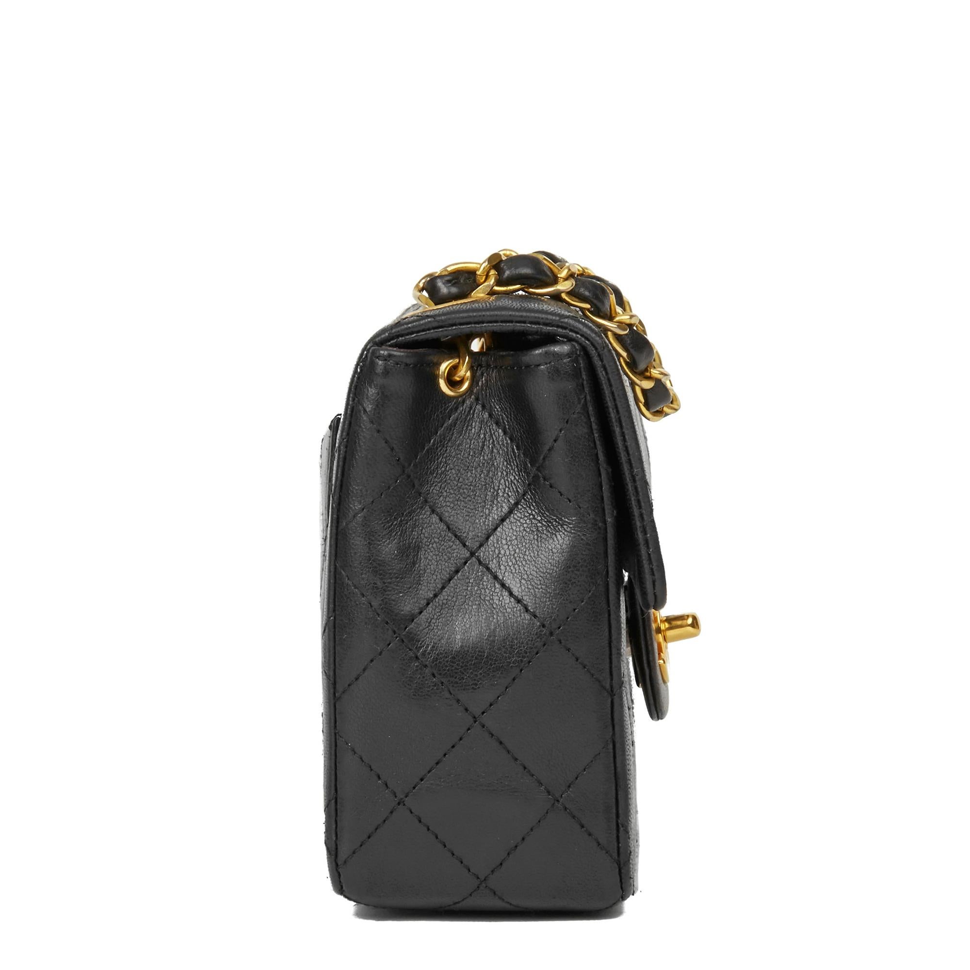 CHANEL
Black Quilted Lambskin Vintage Mini Flap Bag

Xupes Reference: HB2976
Serial Number: 0778676
Age (Circa): 1986
Accompanied By: Chanel Box, Authenticity Card
Authenticity Details: Serial Sticker, Authenticity Card (Made in France)
Gender: