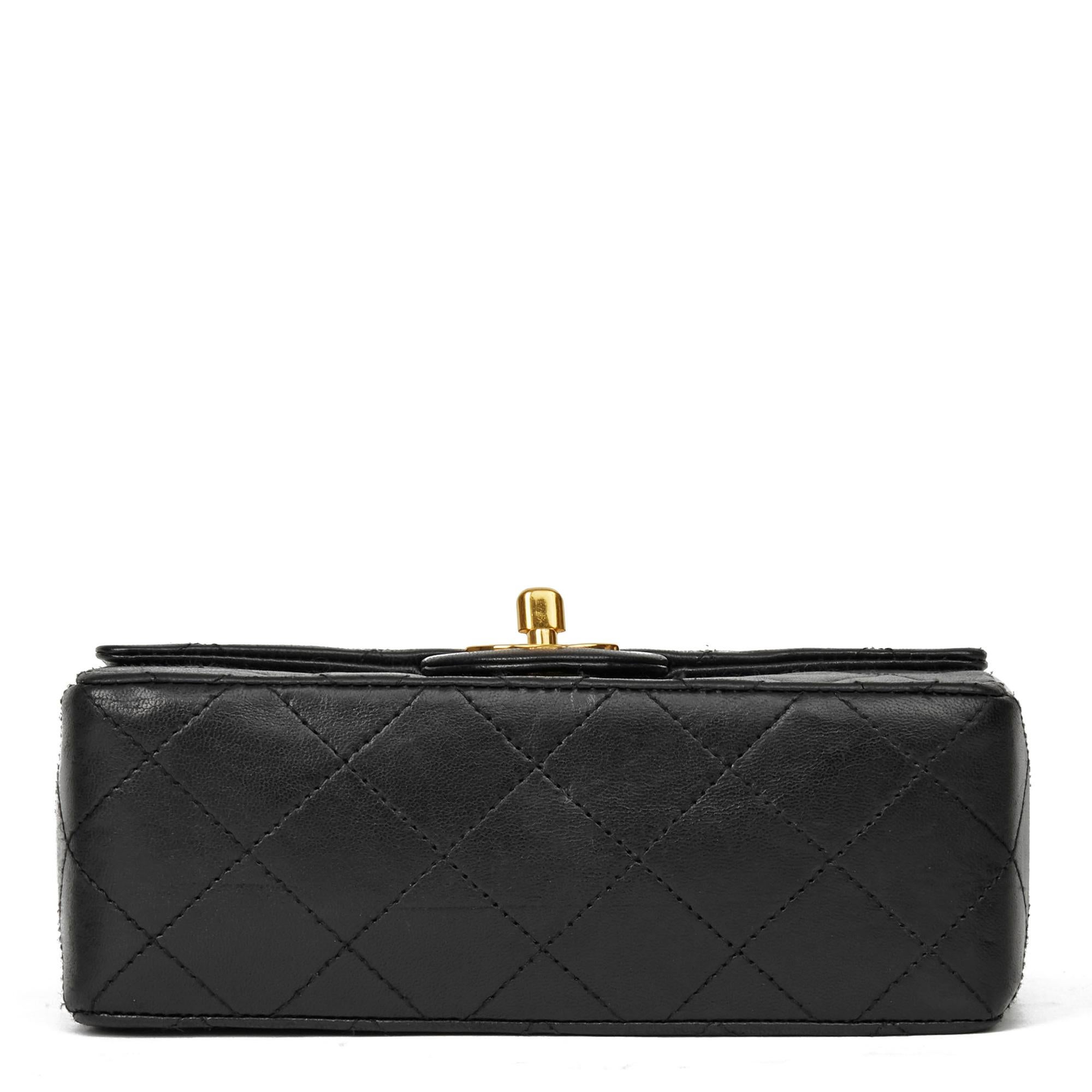 chanel vintage black leather cc mini flap mag