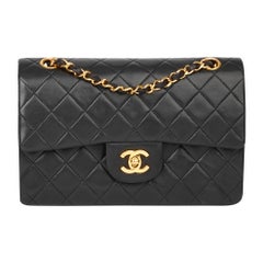 1986 Chanel Black Quilted Lambskin Vintage Small Classic Double Flap