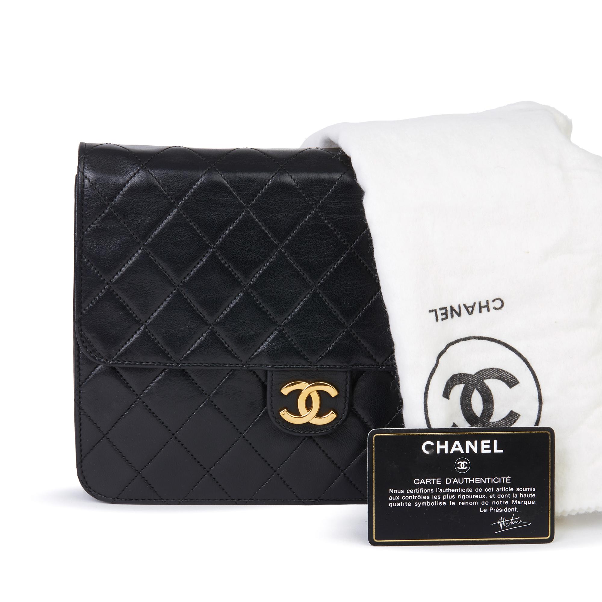 1986 Chanel Schwarz Gestepptes Lammfell Vintage Kleine Klassische Einzelne Klappe Tasche 8