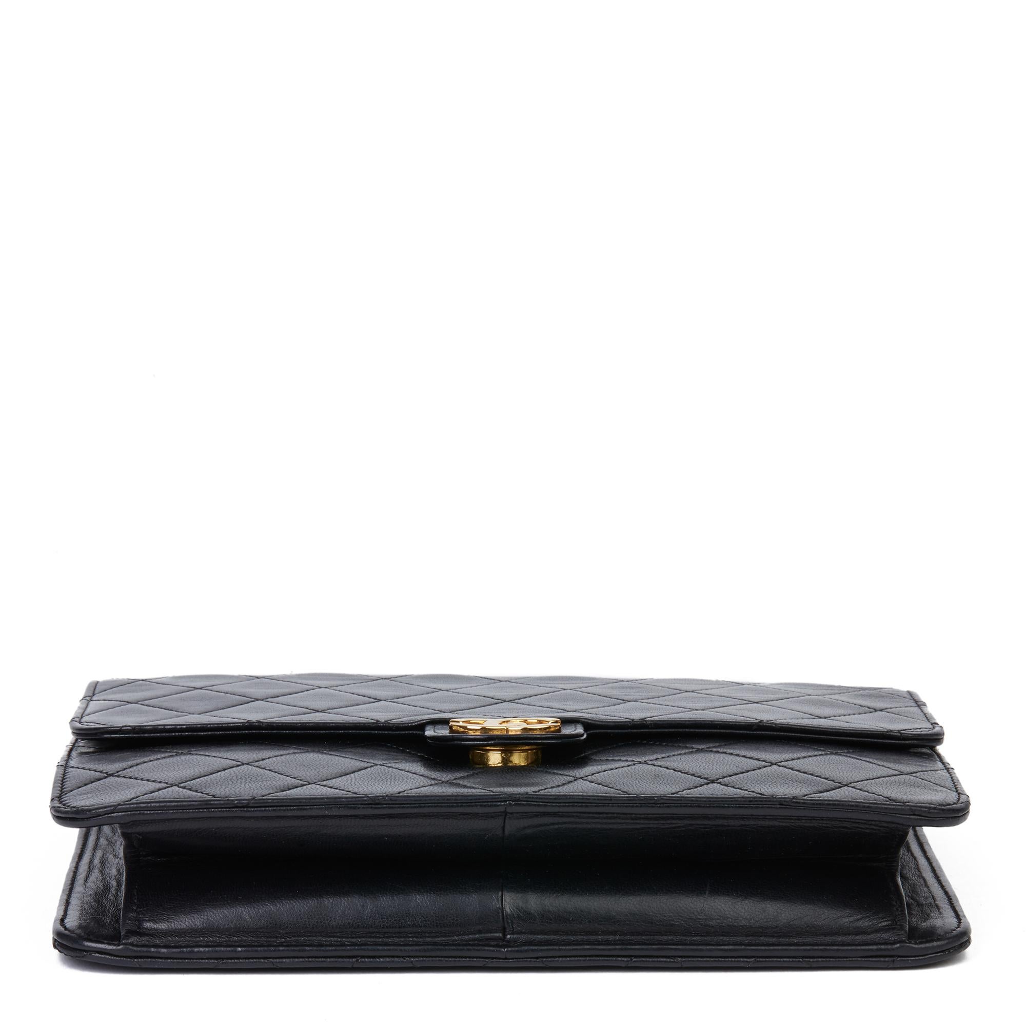 1986 Chanel Schwarz Gestepptes Lammfell Vintage Kleine Klassische Einzelne Klappe Tasche 2