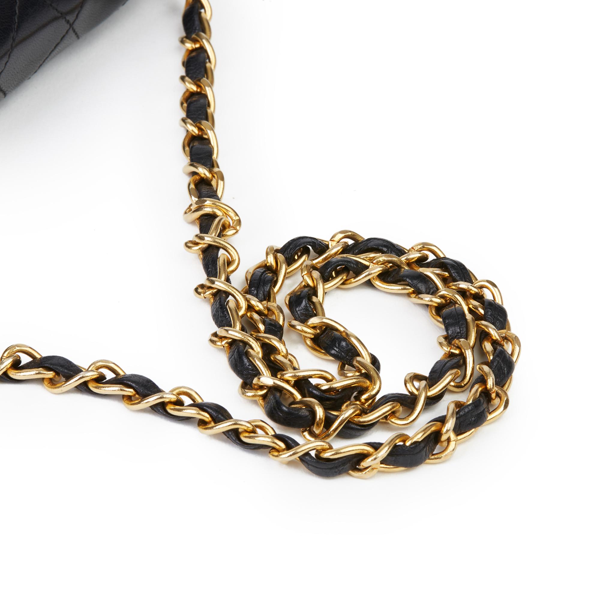 1986 Chanel Schwarz Gestepptes Lammfell Vintage Kleine Klassische Einzelne Klappe Tasche 4