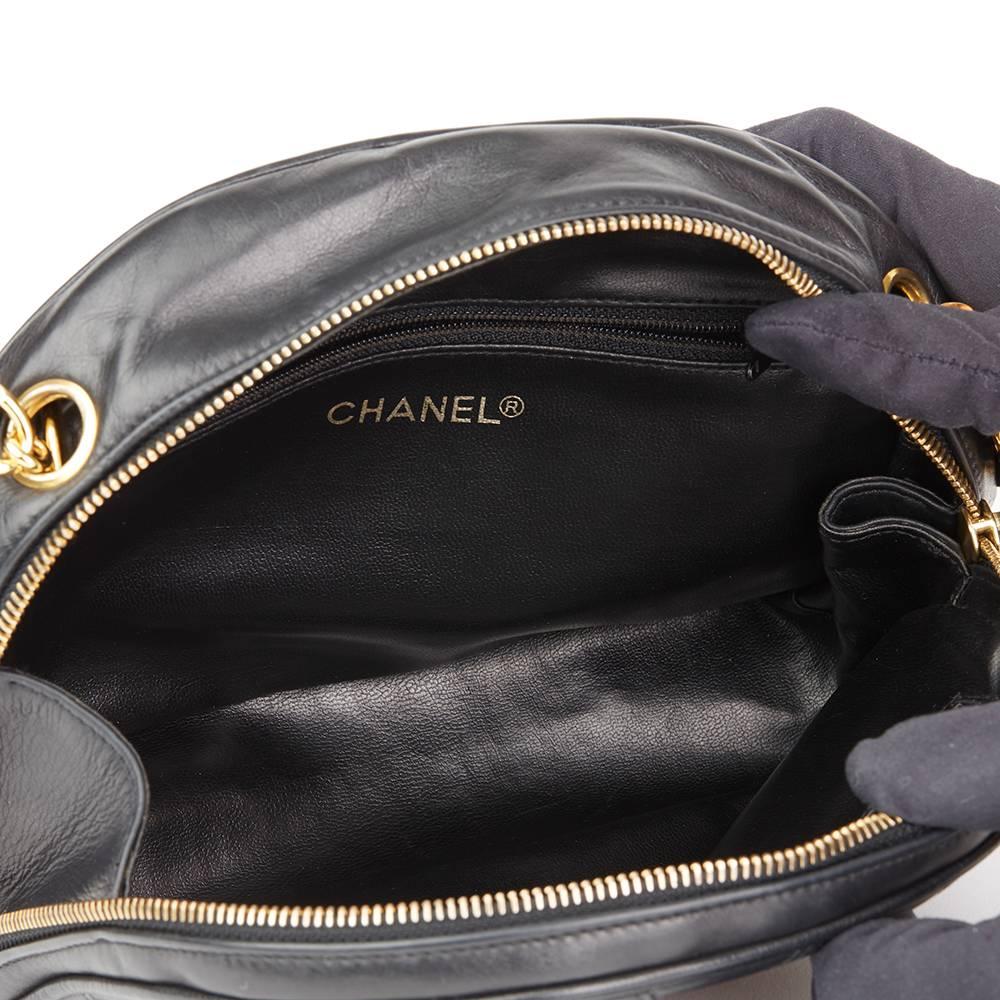 1986 Chanel Black Quilted Lambskin Vintage Timeless Charm Bag 4