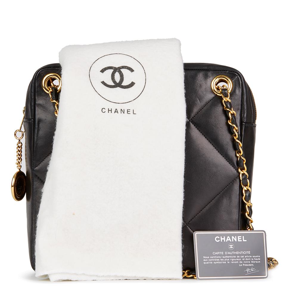 1986 Chanel Black Quilted Lambskin Vintage Timeless Charm Shoulder Bag  7
