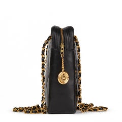 1986 Chanel Black Quilted Lambskin Vintage Timeless Charm Shoulder Bag