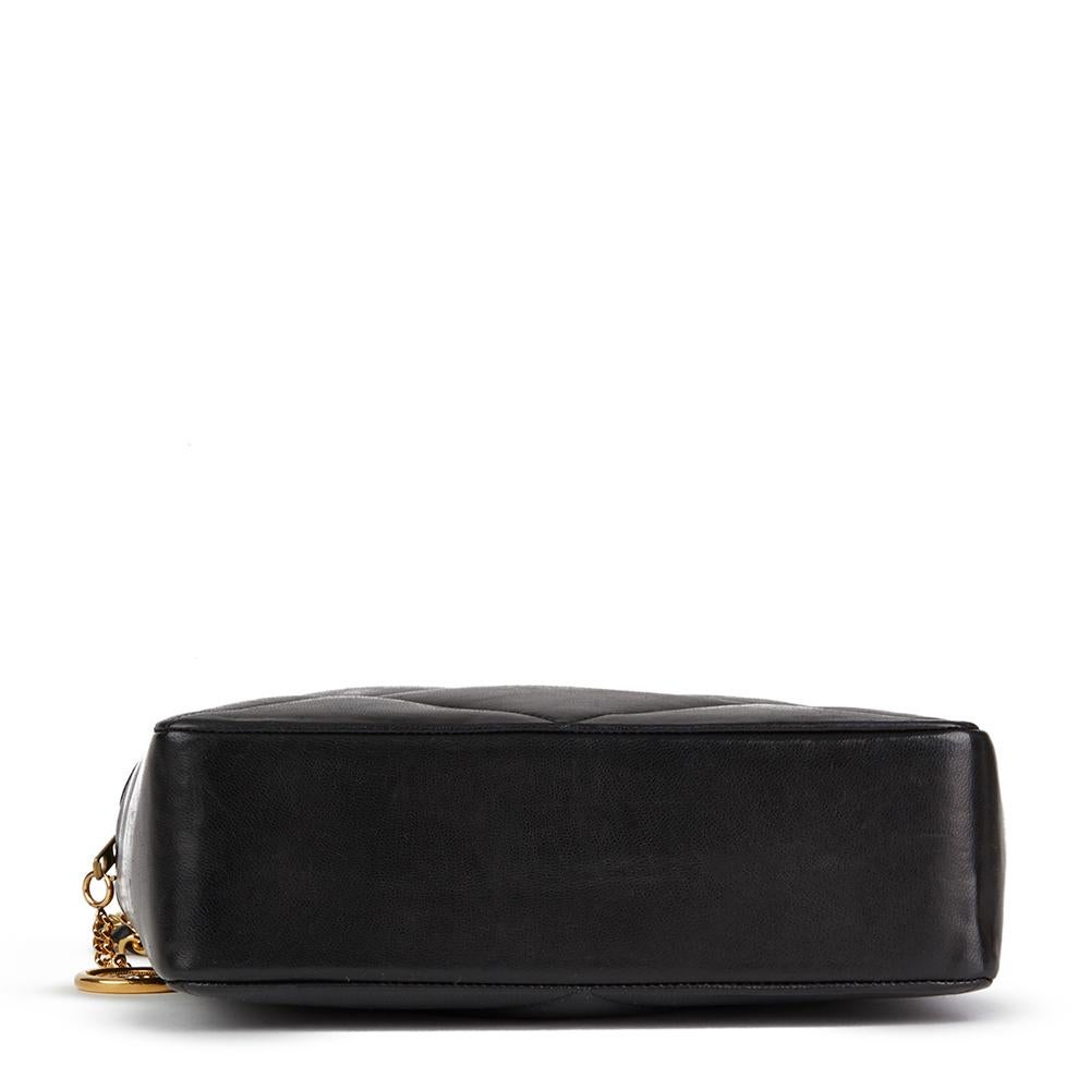1986 Chanel Black Quilted Lambskin Vintage Timeless Charm Shoulder Bag  1