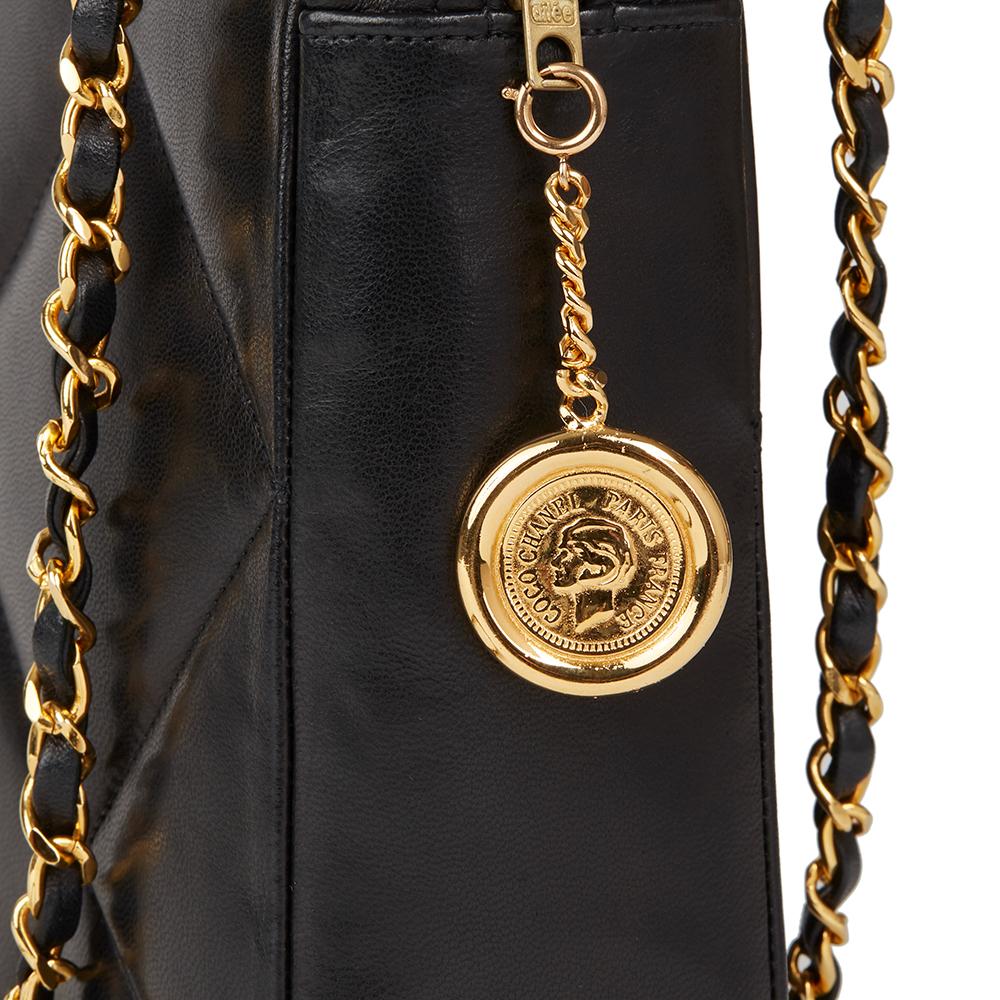 1986 Chanel Black Quilted Lambskin Vintage Timeless Charm Shoulder Bag  2