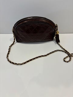 1986 Chanel Chocolate Brown w/Shoulder/Crossbody Chain Strap and COA
