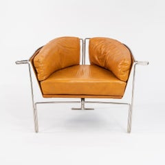 1986 Entelechy Series Prototype Lounge Chair in Tan Leather w/ Chrome Frame