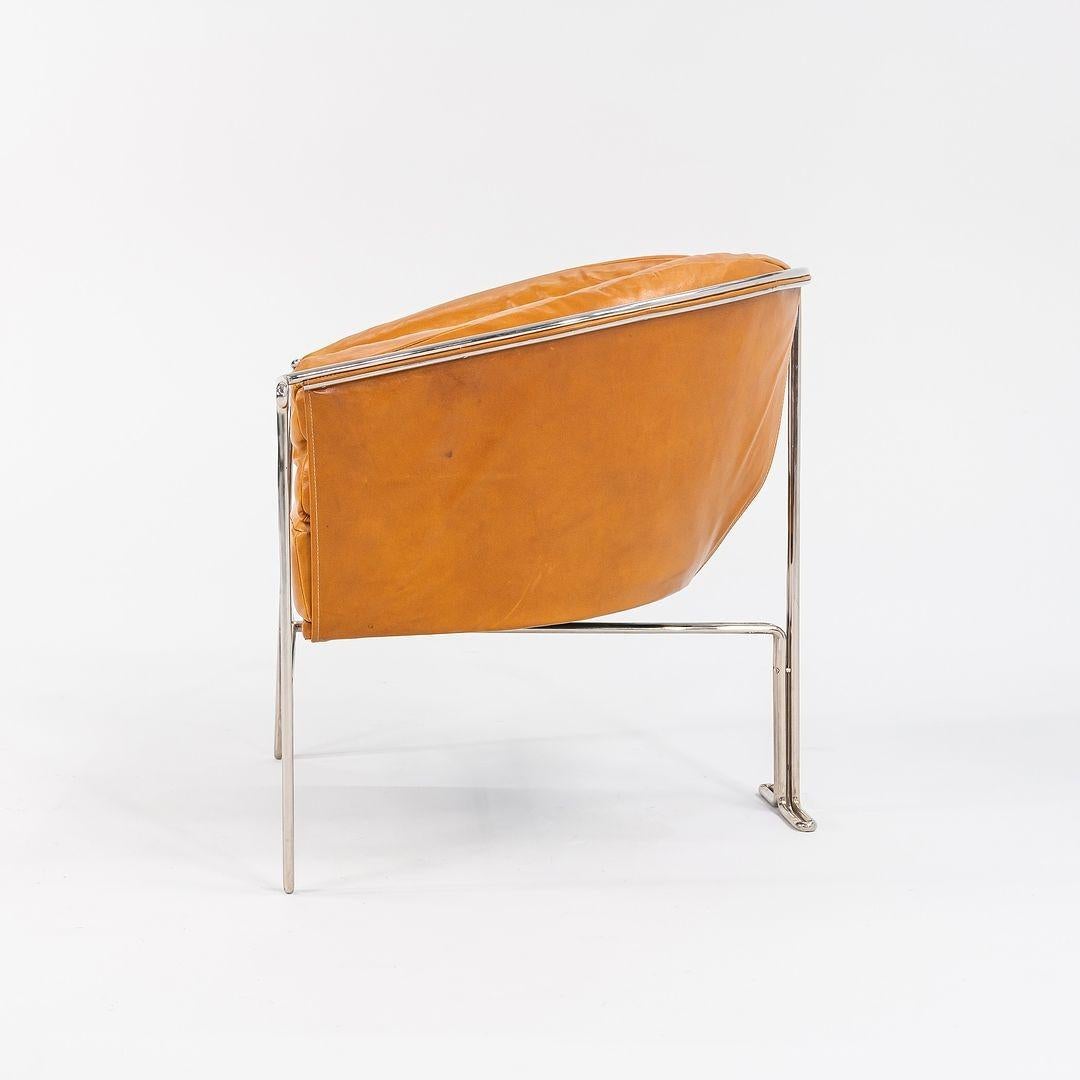 Late 20th Century 1986 Entelechy Series Prototype Lounge Chair in Tan Leather w/ Chrome Frame For Sale