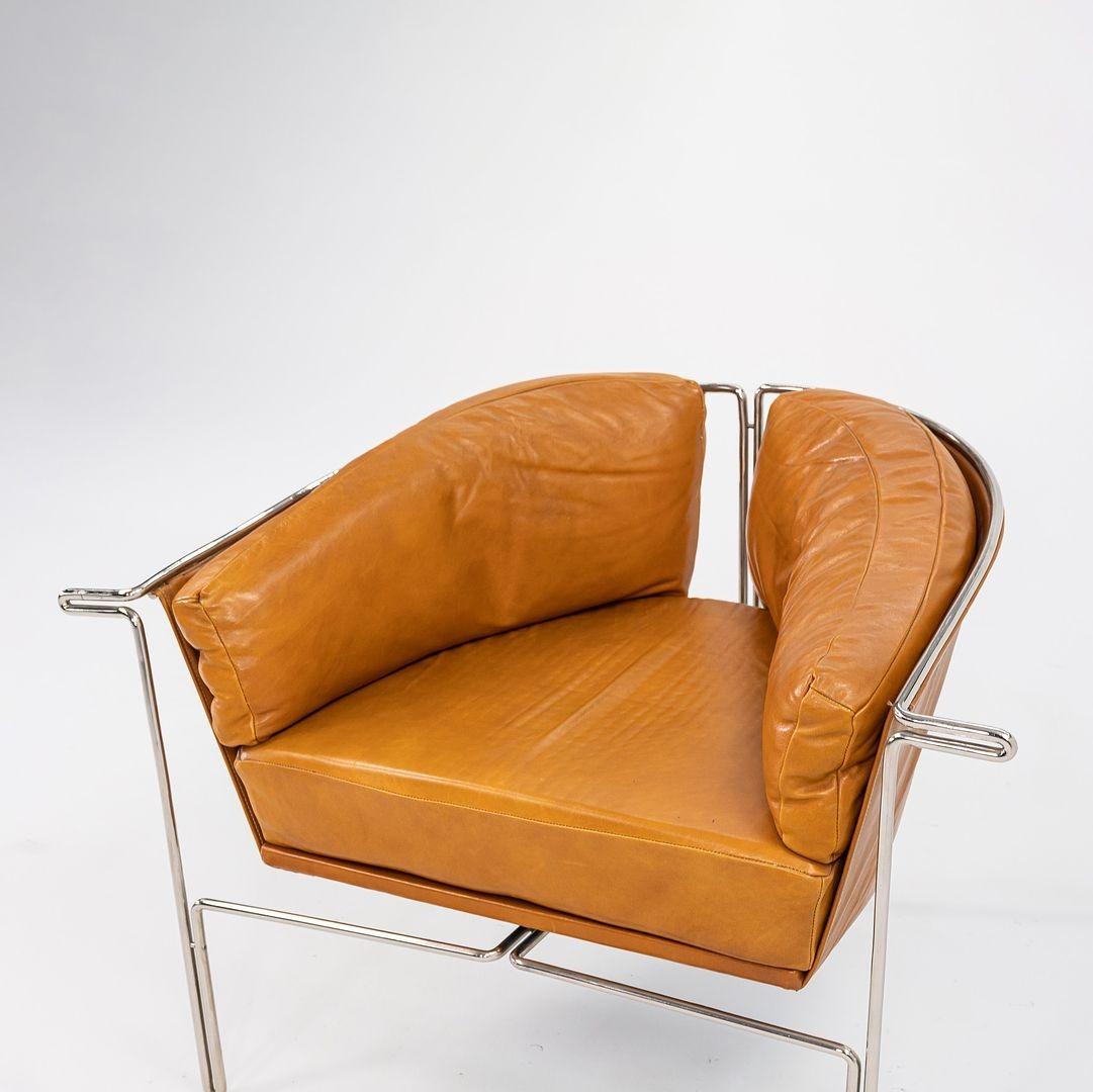 1986 Entelechy Series Prototype Lounge Chair in Tan Leather w/ Chrome Frame For Sale 1