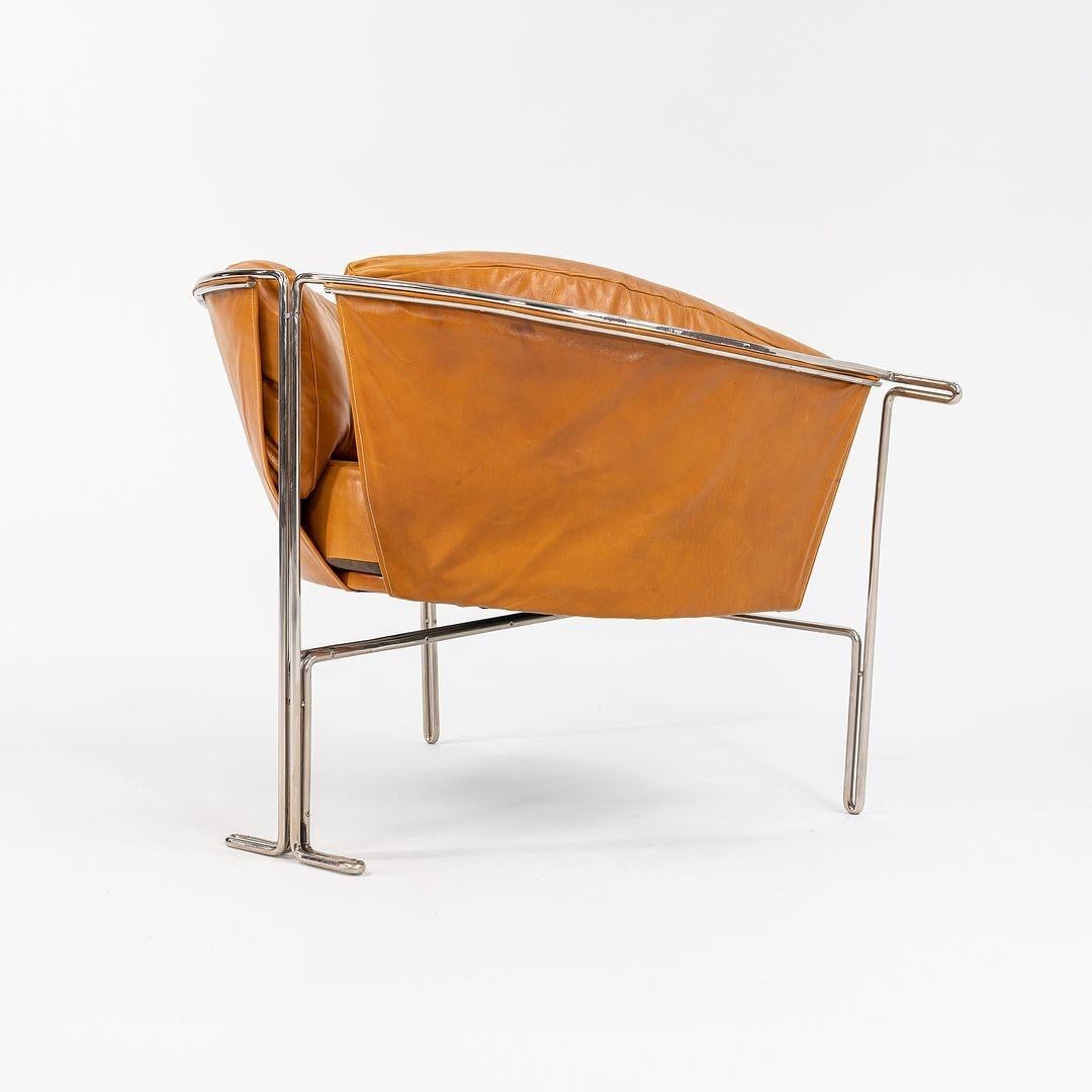 1986 Entelechy Series Prototype Lounge Chair in Tan Leather w/ Chrome Frame For Sale 2