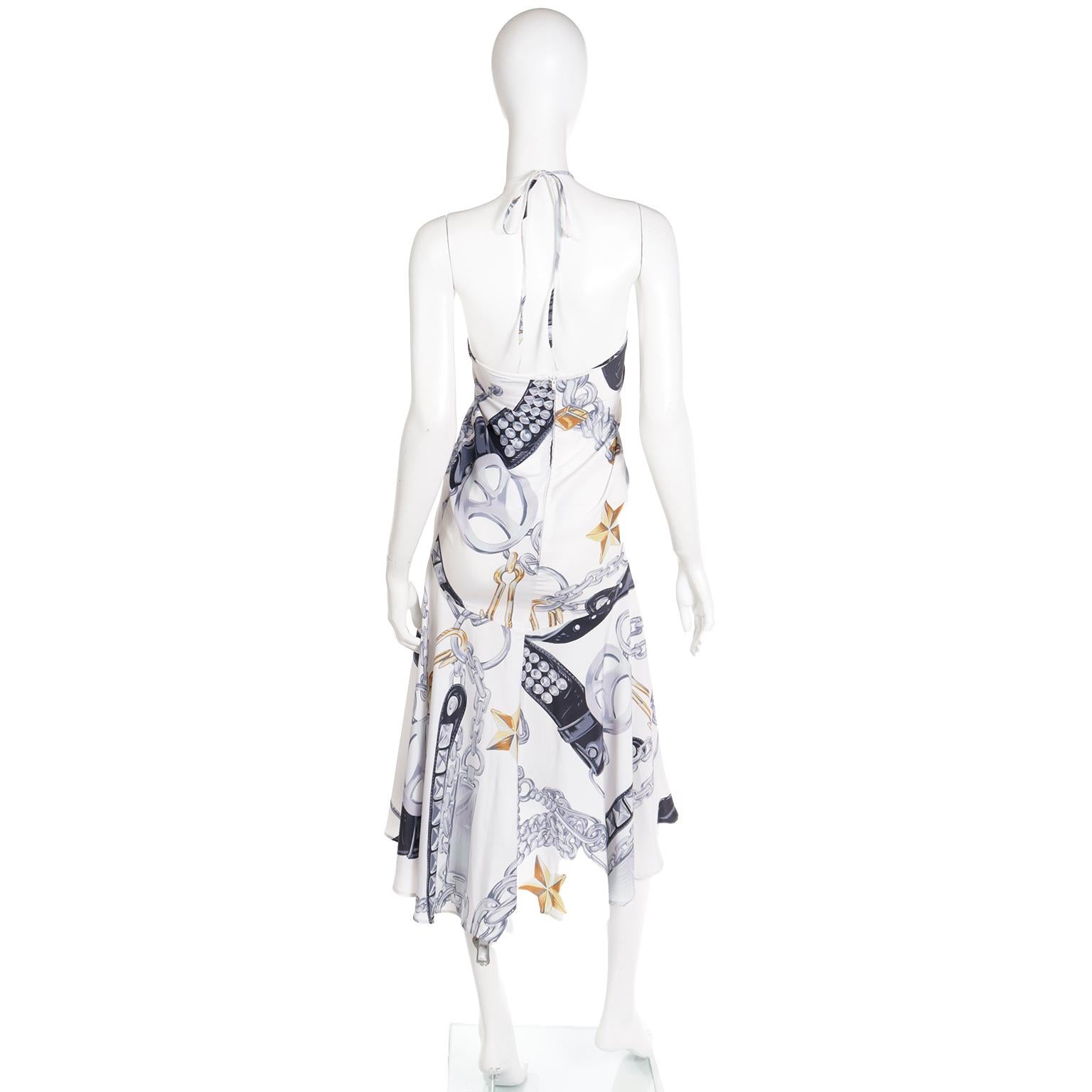 Women's 1986 Franco Moschino Milan Vintage Leather Chains Western Runway Halter Dress For Sale