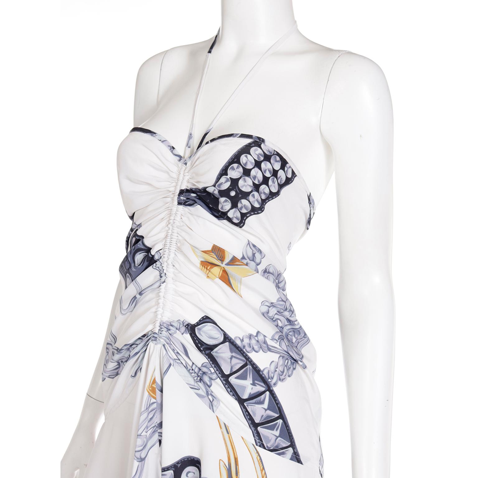 1986 Franco Moschino Milan Vintage Leather Chains Western Runway Halter Dress For Sale 2