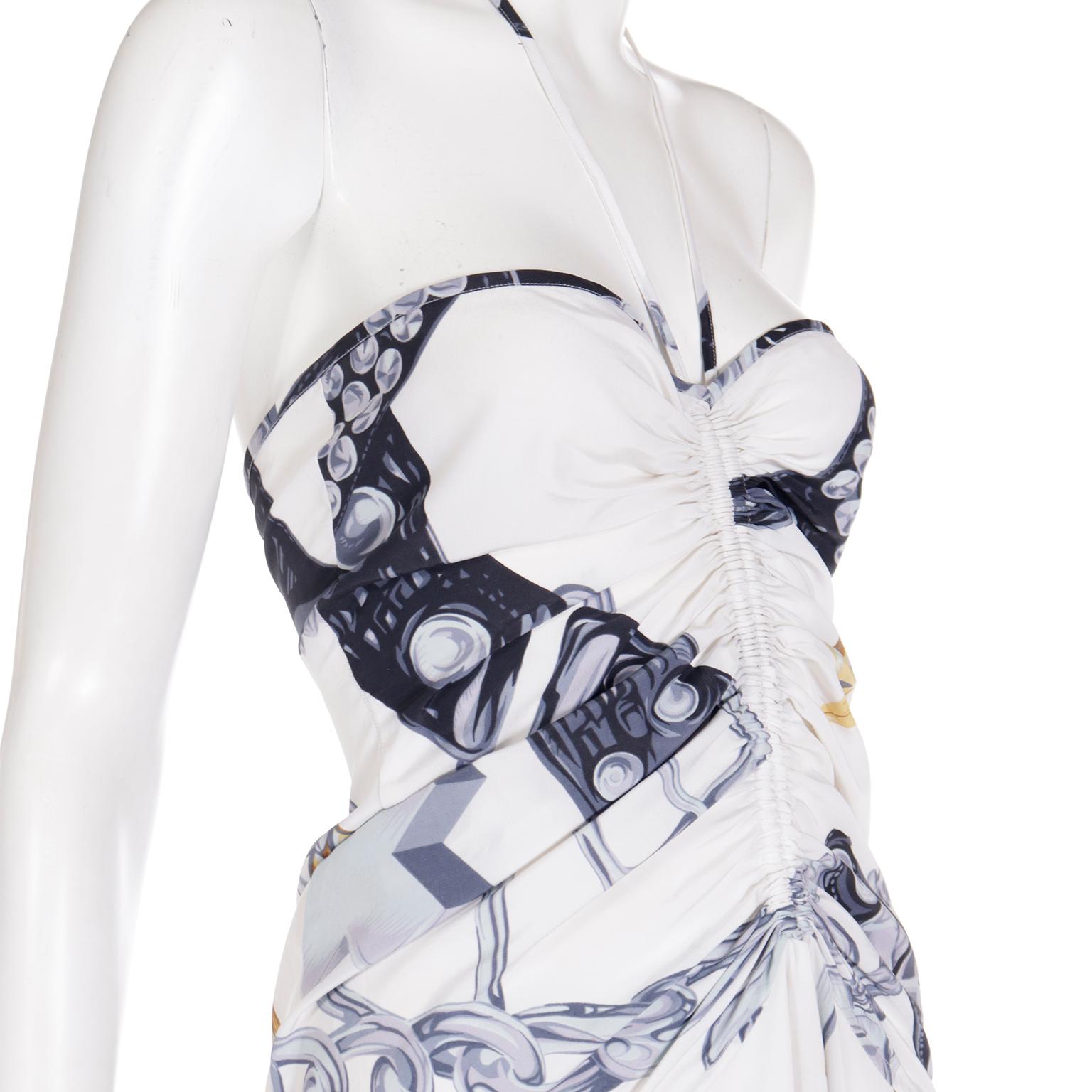 1986 Franco Moschino Milan Vintage Leather Chains Western Runway Halter Dress For Sale 3