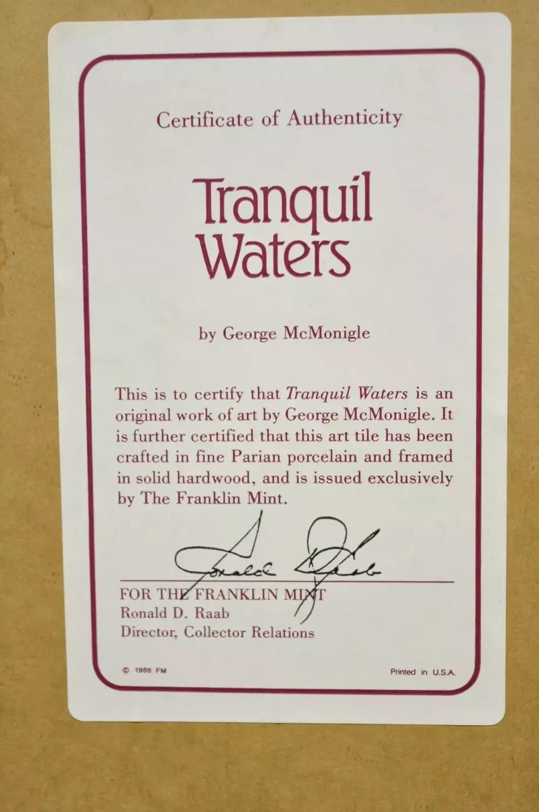 Sconosciuto 1986 Franklin Mint Parian Tranquil Waters Wall Art Birds di George McMonigle in vendita