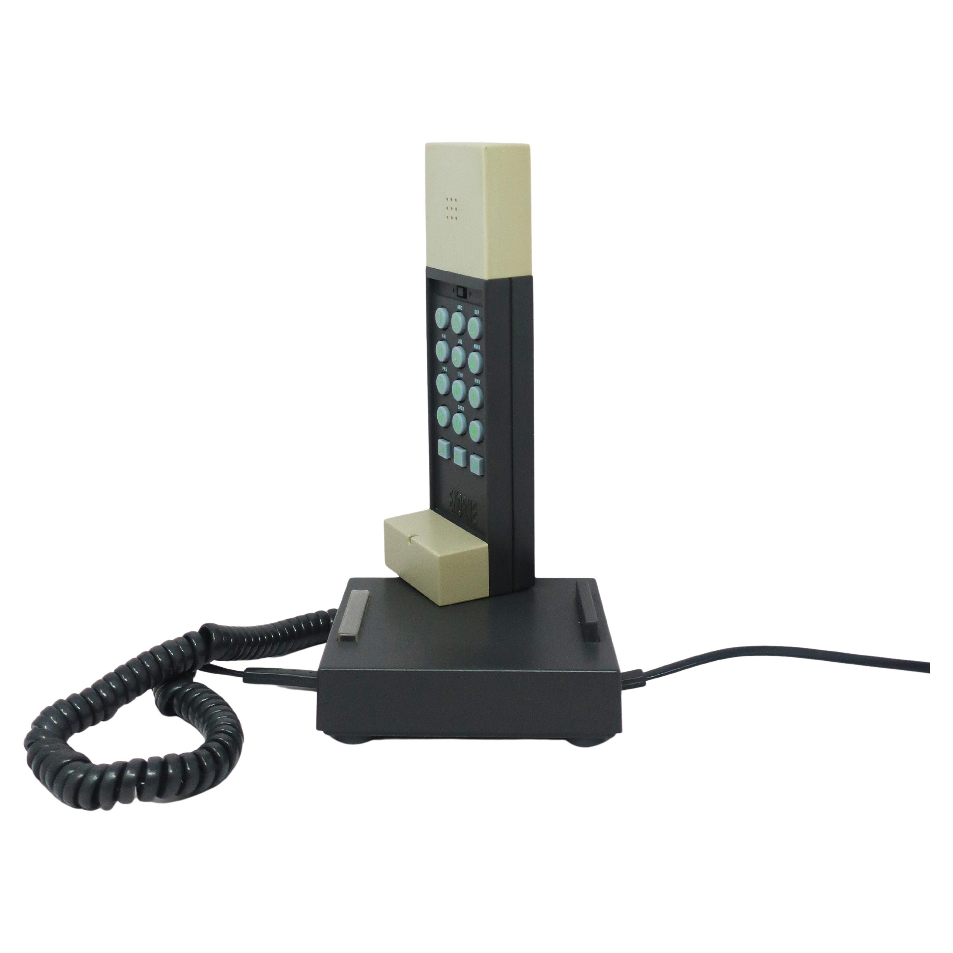 1986 Gray and Black Enorme Telephone by Ettore Sottsass for Enorme For Sale