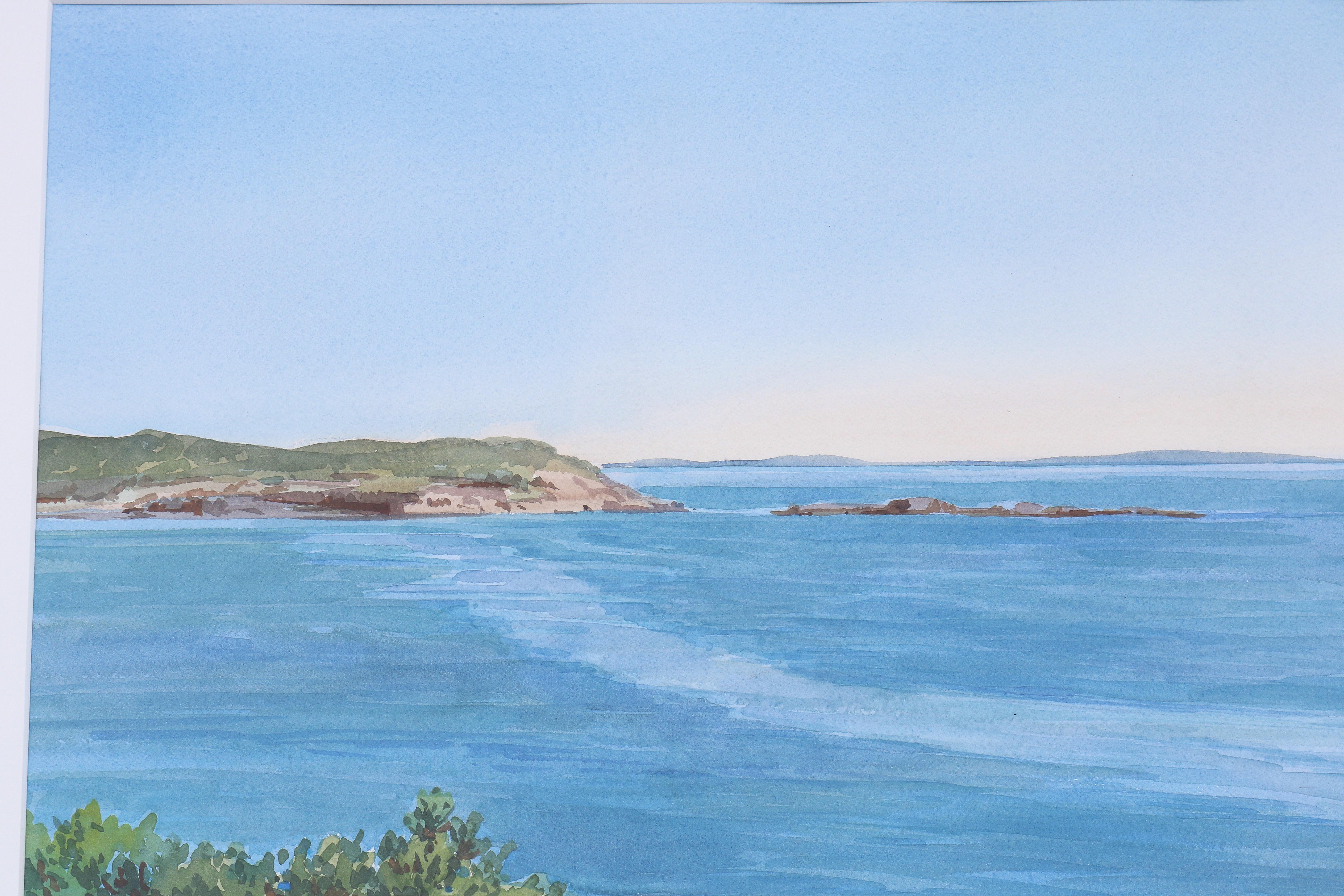 1986 Hannah Ferenbach Rocky Coastal Seascape Aquarell Gemälde One-of-a-Kind im Angebot 4