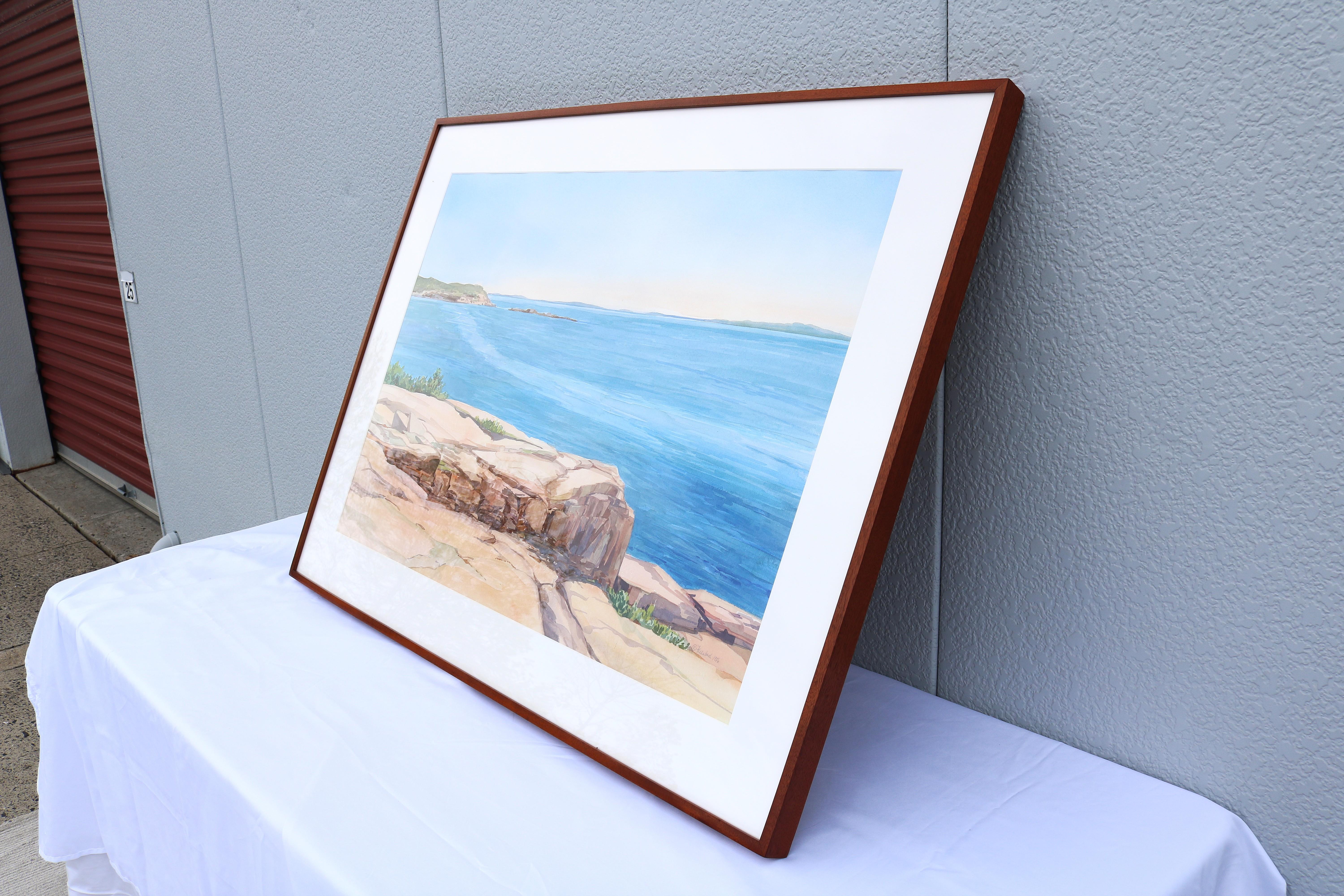 1986 Hannah Ferenbach Rocky Coastal Seascape Aquarell Gemälde One-of-a-Kind (amerikanisch) im Angebot