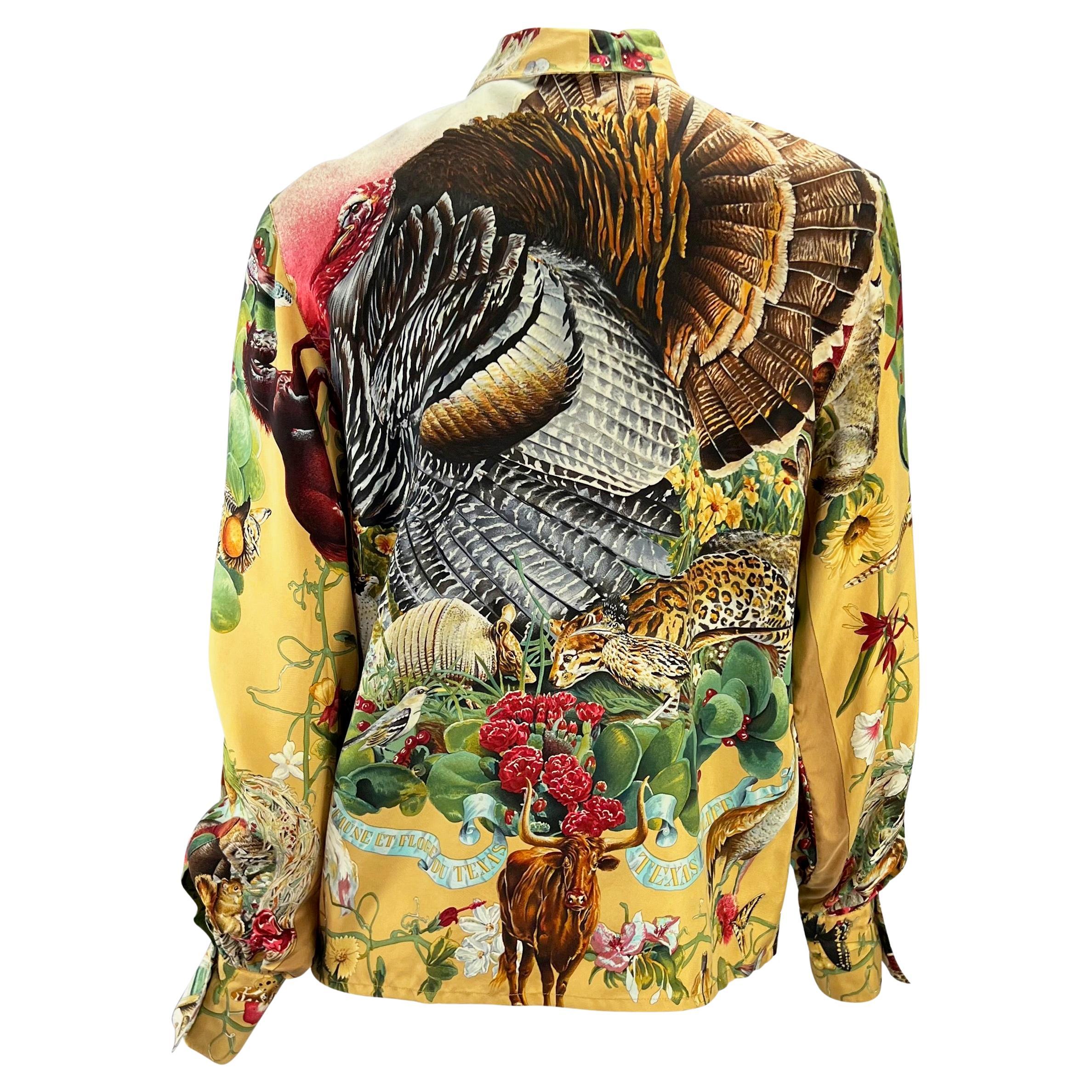 Women's 1986 Hermès 'Texas Wildlife' 150th Anniversary Silk Print Top Limited Edition