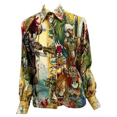 1986 Hermès 'Texas Wildlife' 150th Anniversary Silk Print Top Limited Edition