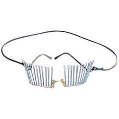 1986 ISSEY MIYAKE silberne gebogene Draht RUNWAY Kunst Sonnenbrille 