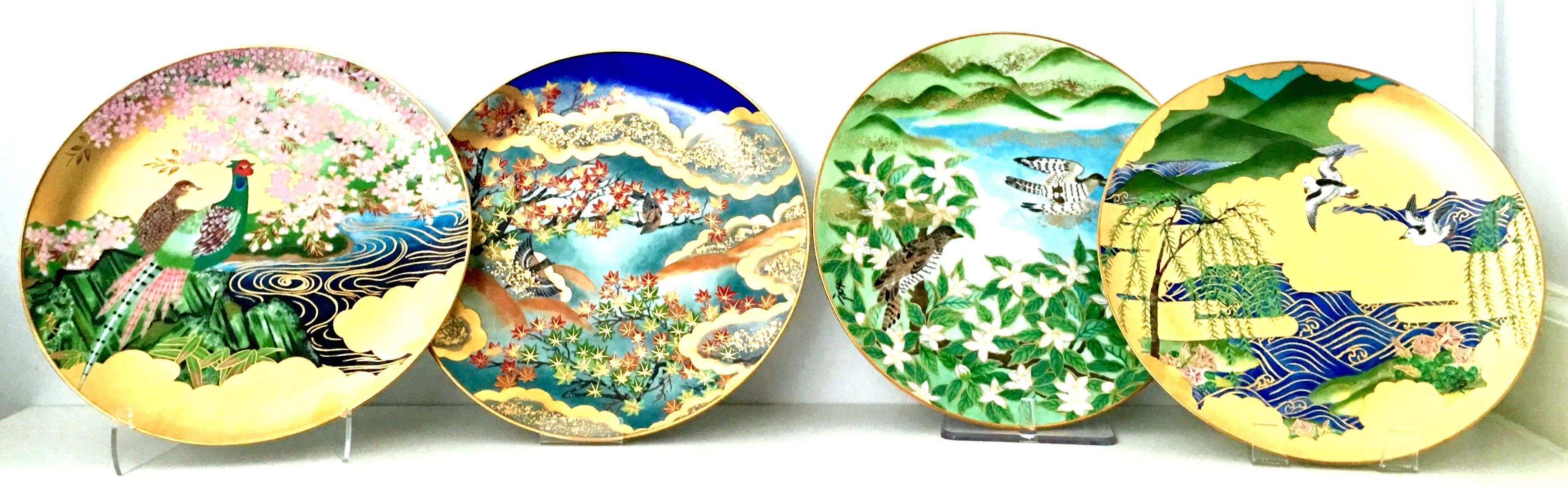 1986 limited edition Japanese porcelain & 22-karat gold collectors plates by, The Hamilton Collection. This Limited edition set of four collectors plates are from the 