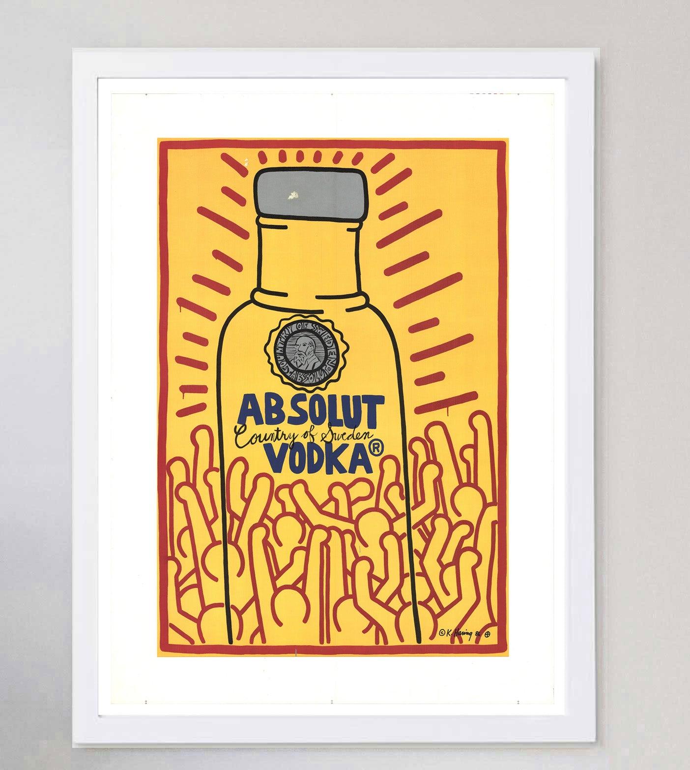 1986 Keith Haring – Absolut Vodka, Original-Vintage-Poster im Zustand „Gut“ im Angebot in Winchester, GB