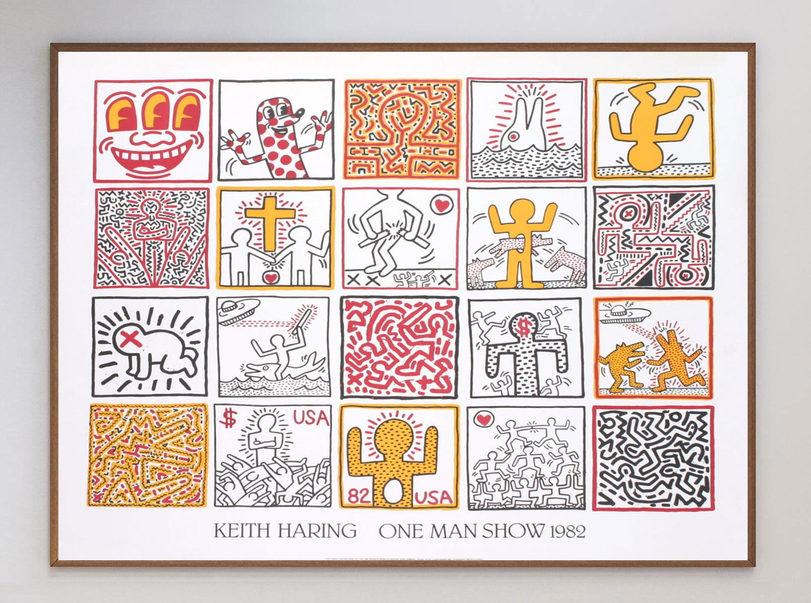 Beautiful lithograph printed by Nouvelles Images in 1986, depicting 20 of Keith Haring's artworks for the 