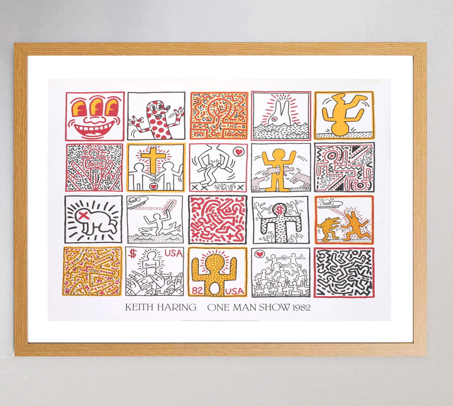 1986 Keith Haring, One Man Show Cartel Vintage Original Estadounidense en venta