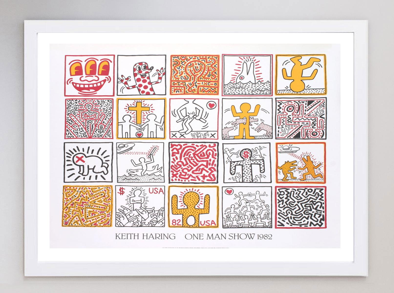 Affiche vintage originale de Keith Haring, One Man Show, 1986 Bon état - En vente à Winchester, GB