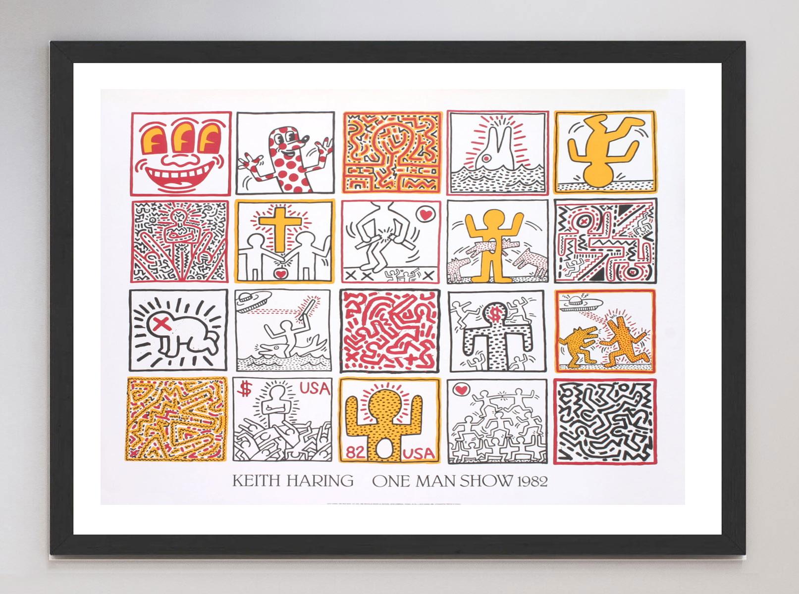 1986 Keith Haring, One Man Show Cartel Vintage Original finales del siglo XX en venta